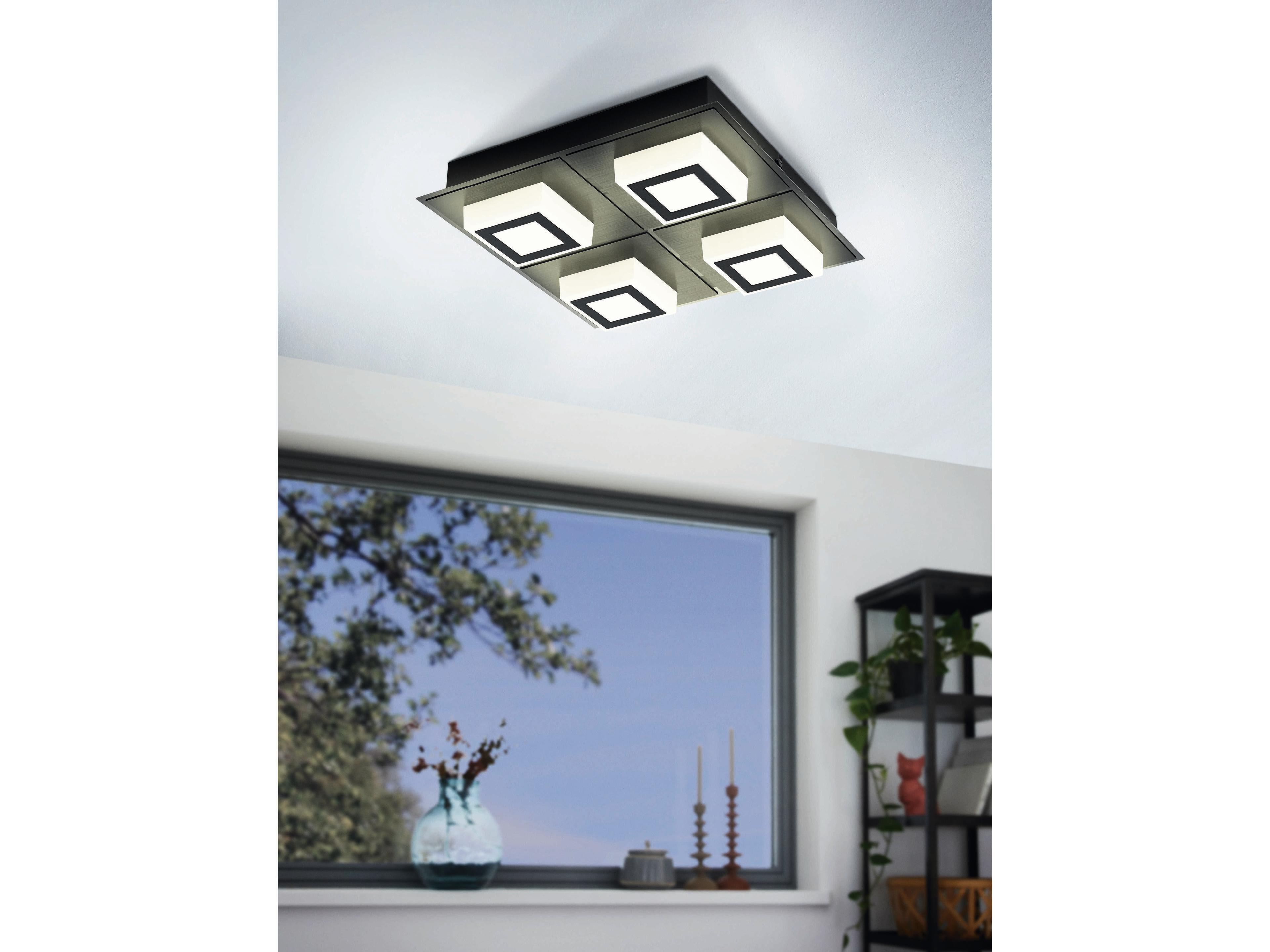 Eglo Masiano 4-Light Black White Flush Mount