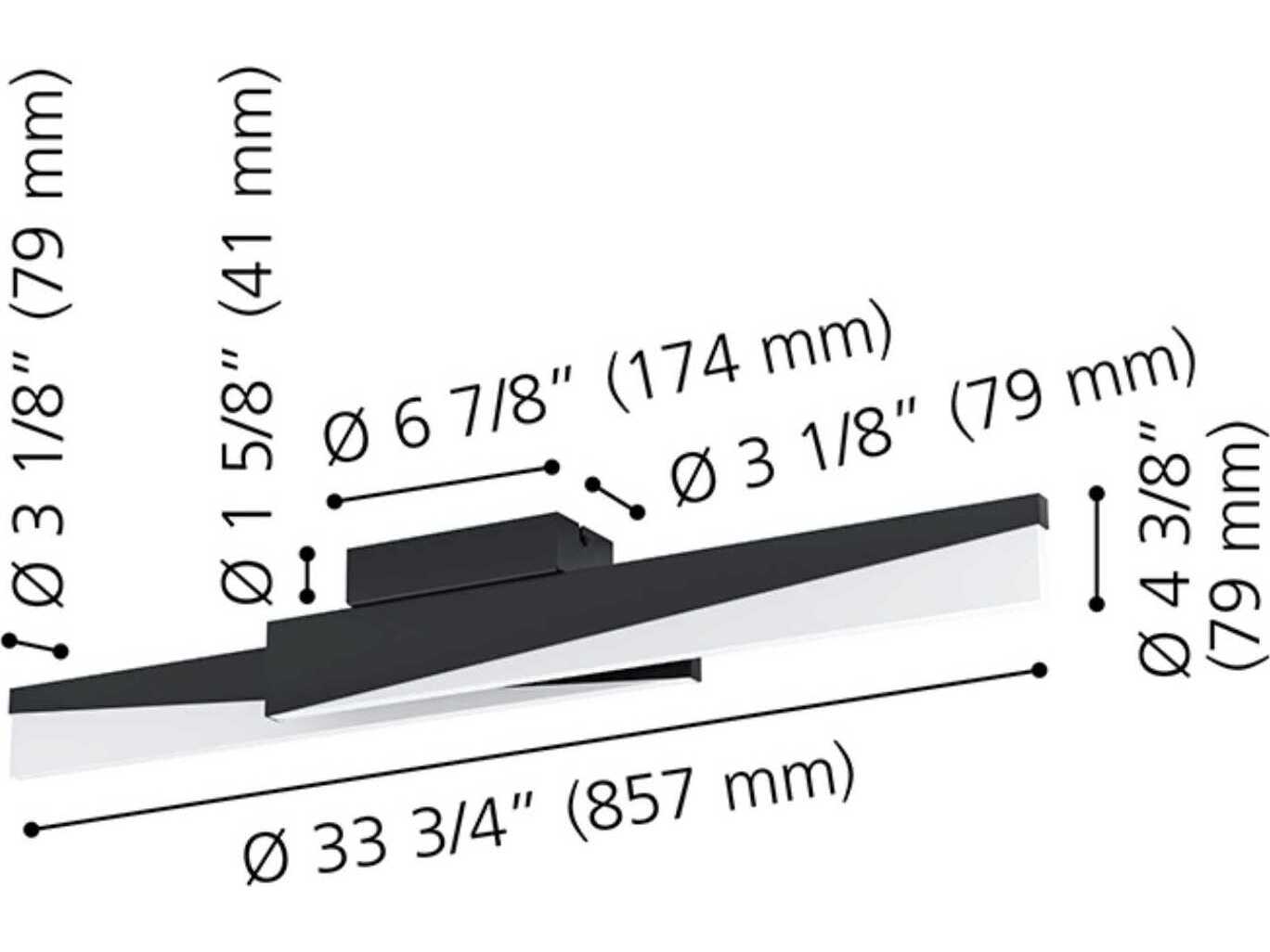 Eglo Isidro 1-Light Structured Black Linear Flush Mount