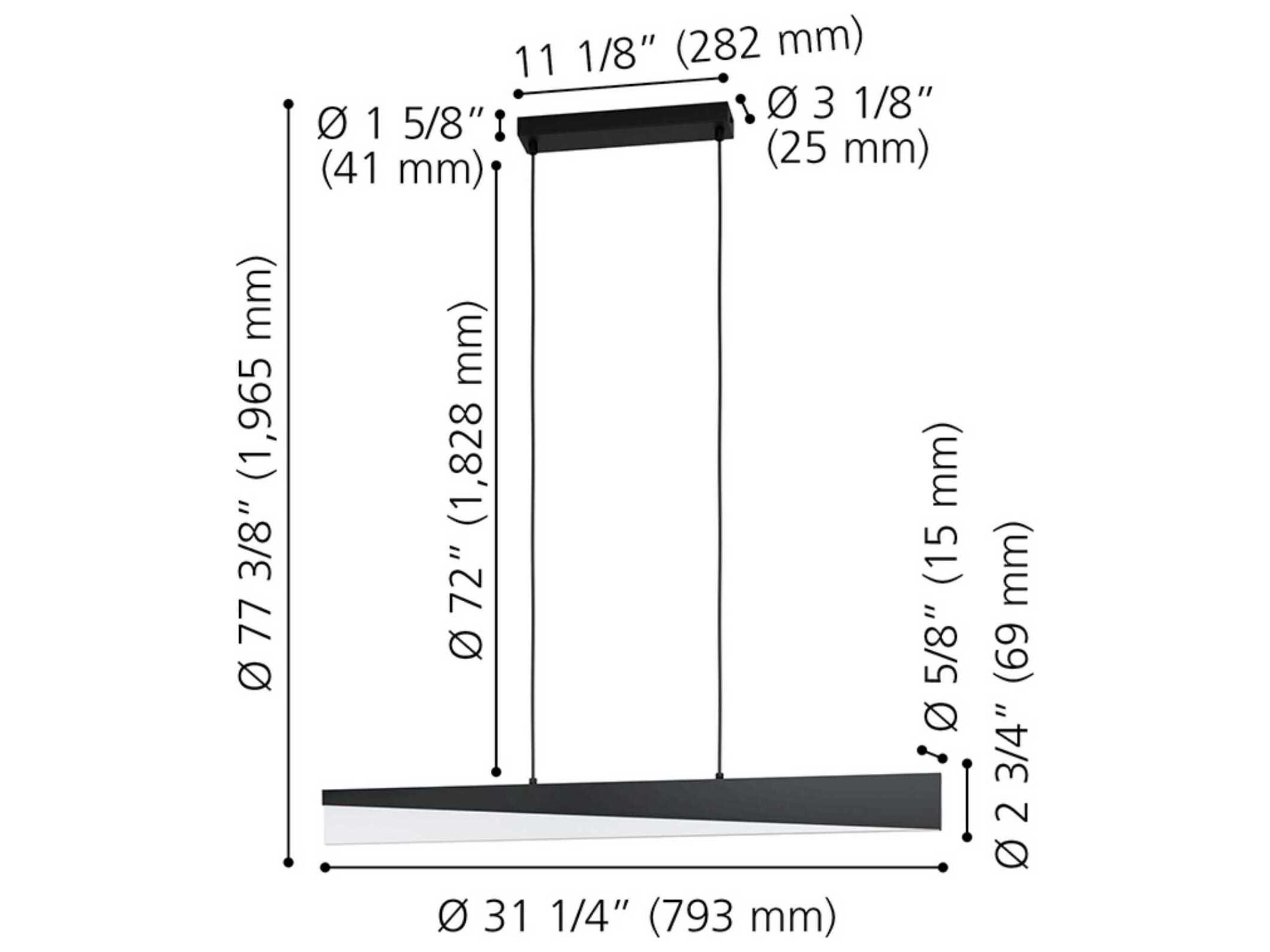 Eglo Isidro 1-Light Structured Black Linear Island Pendant