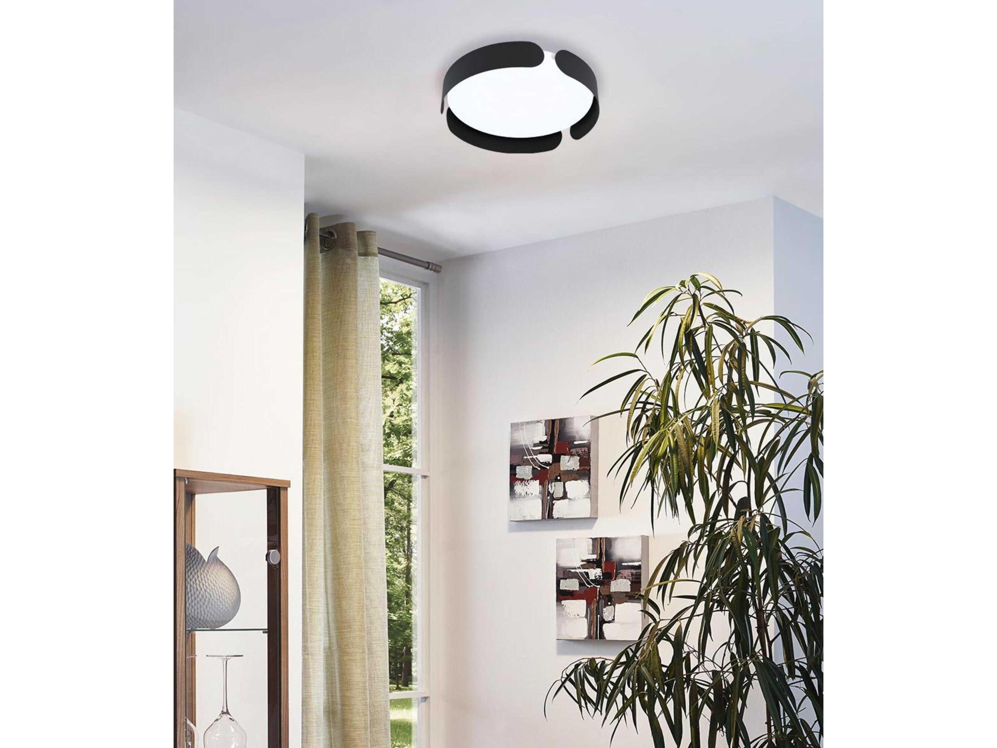 Eglo Valcasotto 1-Light Black Round Flush Mount