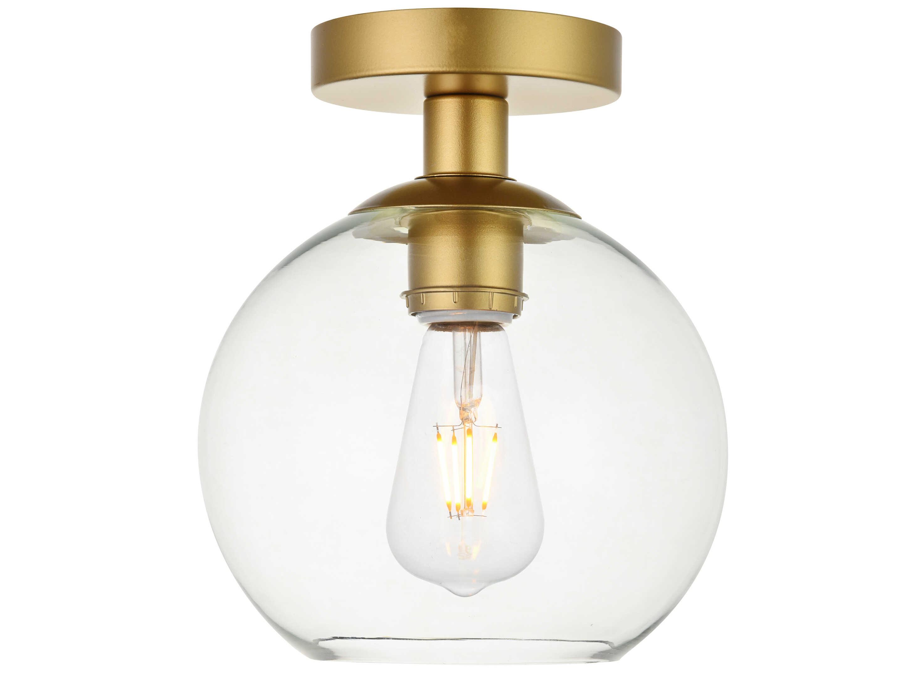 Elegant Lighting Baxter 1-Light Brass Glass Globe Semi Flush Mount