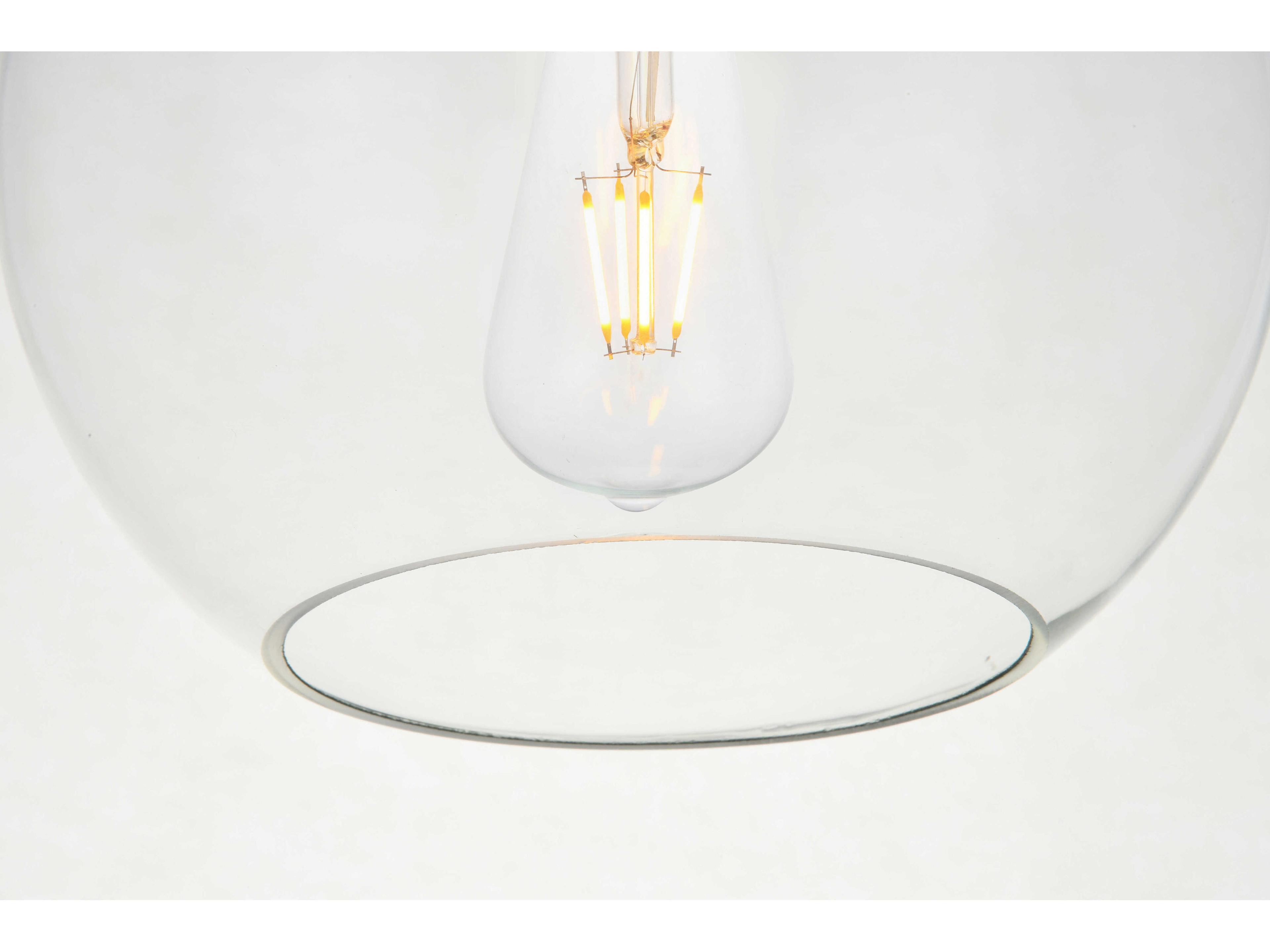 Elegant Lighting Baxter 1-Light Brass Glass Globe Semi Flush Mount