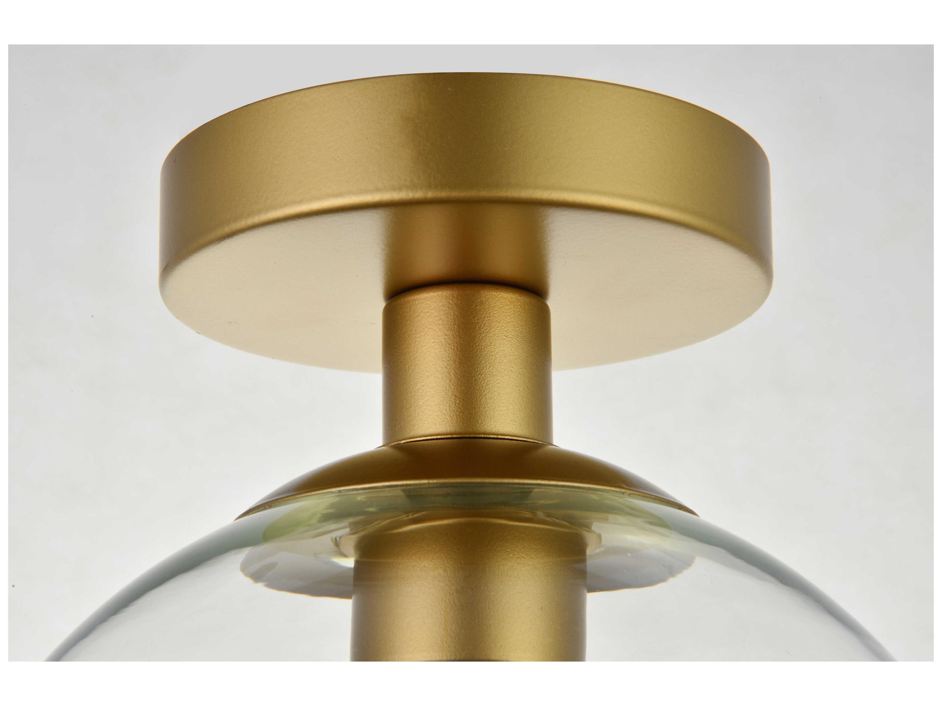 Elegant Lighting Baxter 1-Light Brass Glass Globe Semi Flush Mount