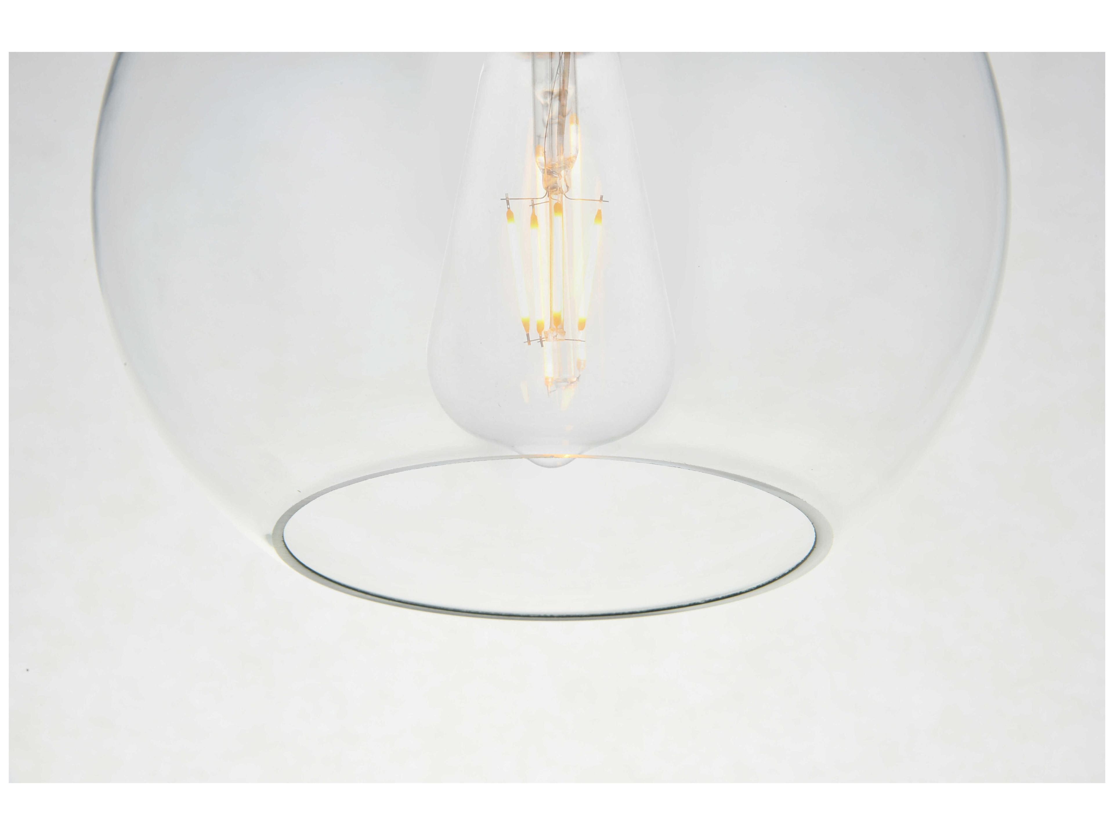 Elegant Lighting Baxter 1-Light Chrome Glass Globe Semi Flush Mount