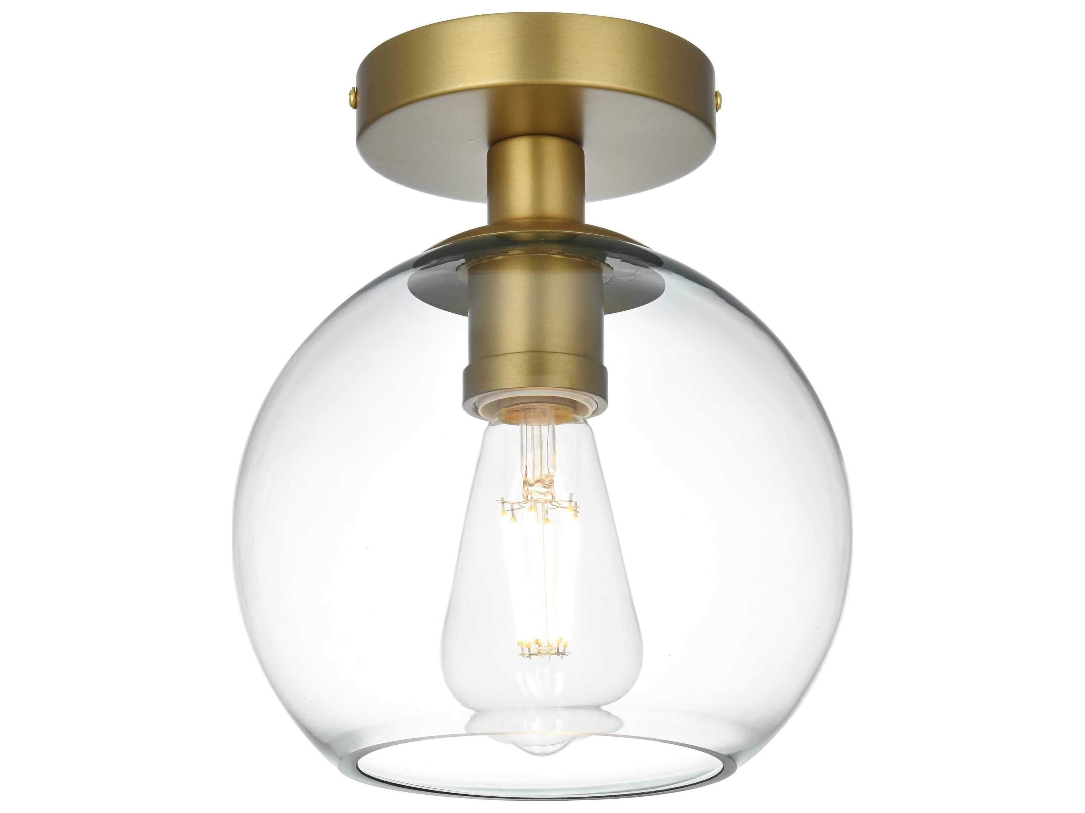 Elegant Lighting Baxter 1-Light Satin Gold Globe Semi Flush Mount