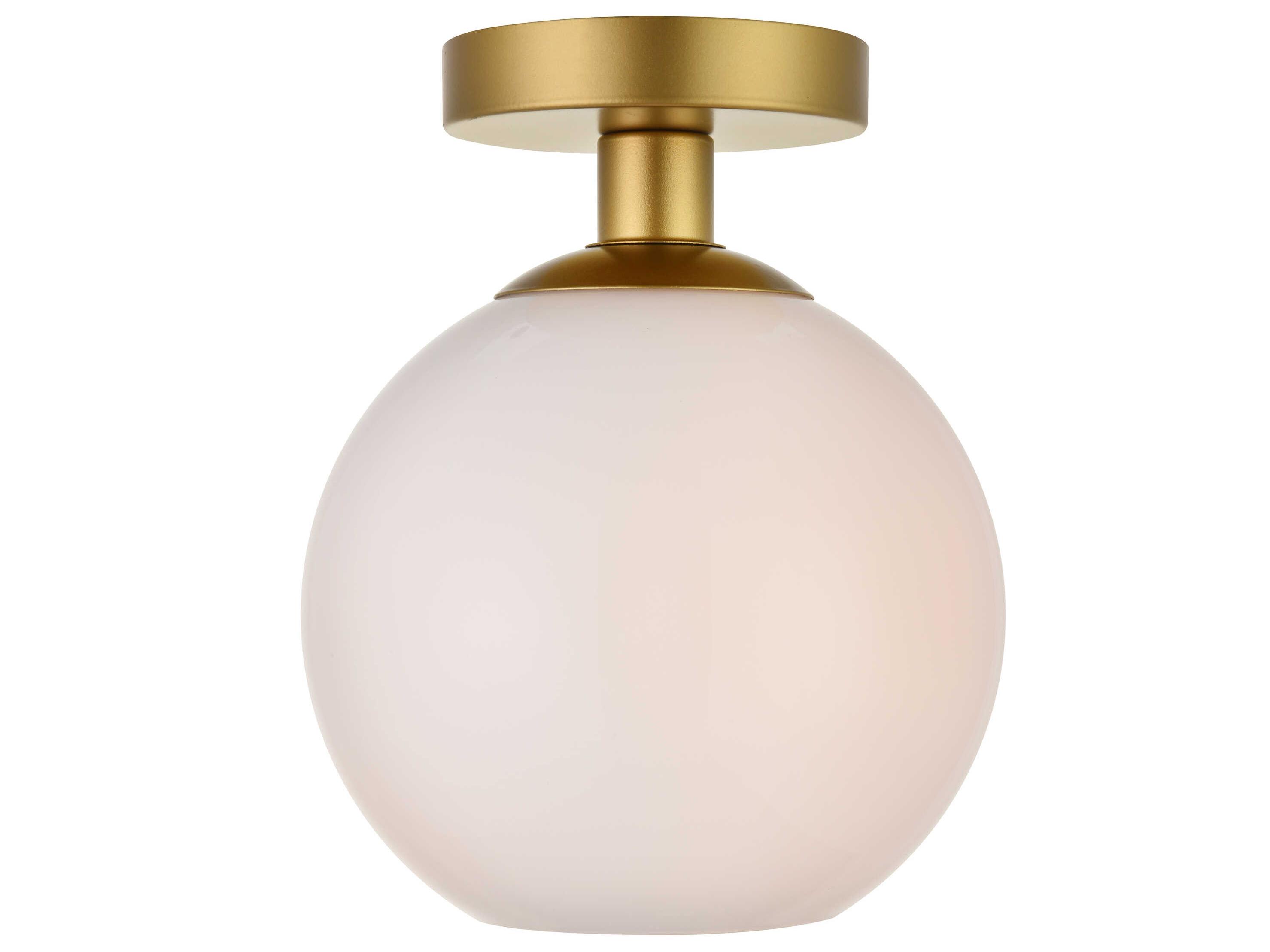 Elegant Lighting Baxter 1-Light Brass Glass Globe Semi Flush Mount