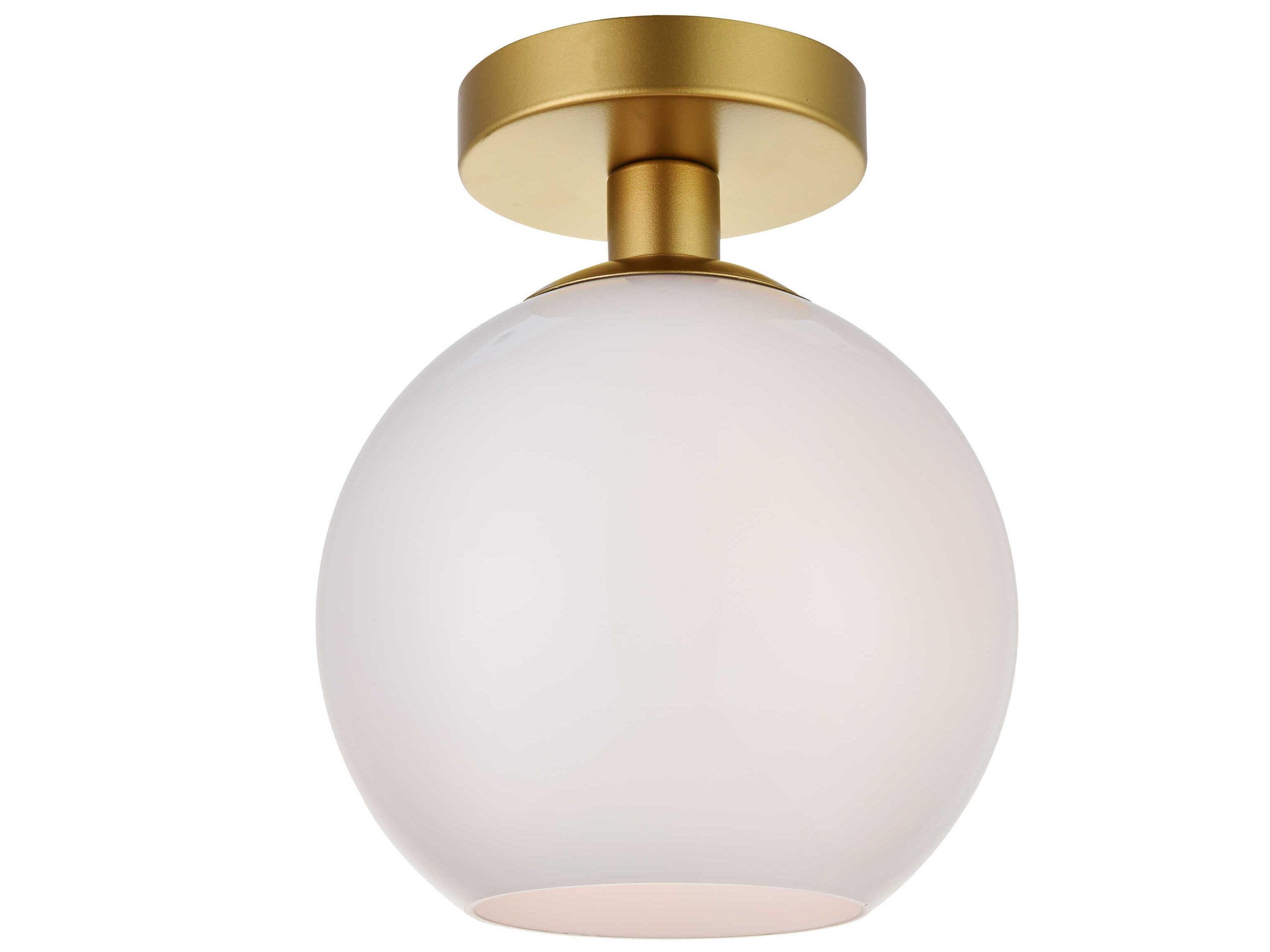 Elegant Lighting Baxter 1-Light Brass Glass Globe Semi Flush Mount