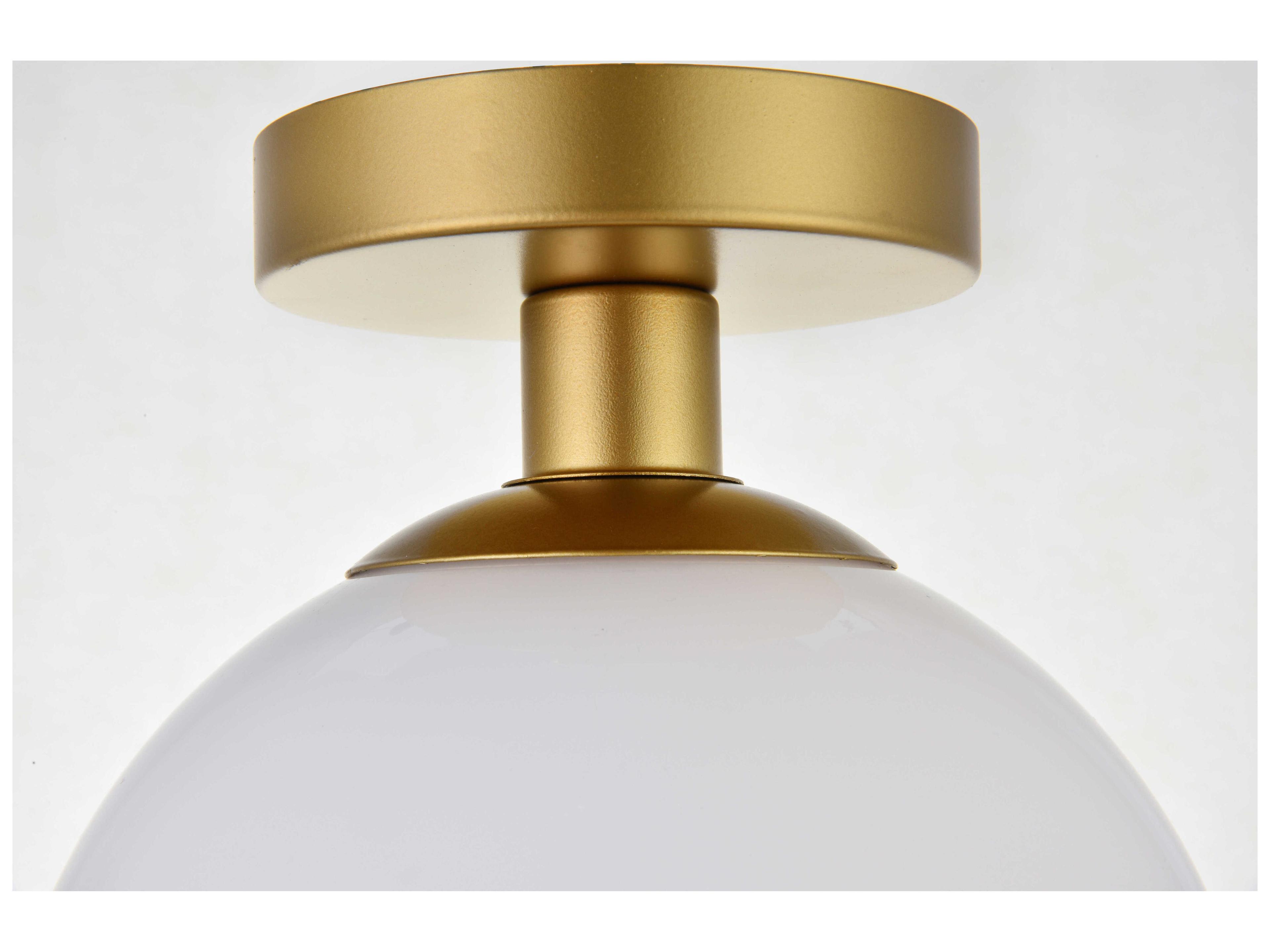 Elegant Lighting Baxter 1-Light Brass Glass Globe Semi Flush Mount