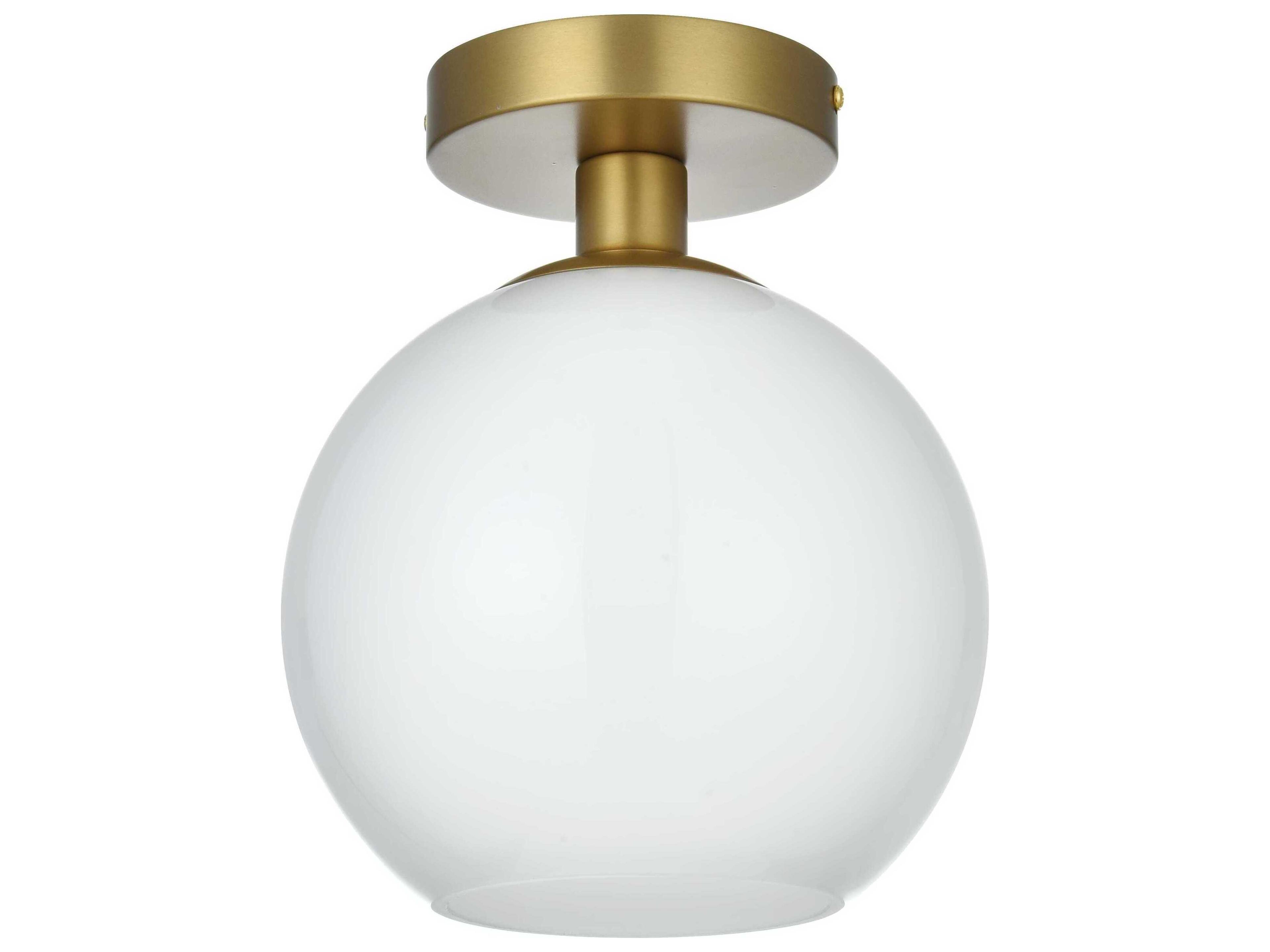 Elegant Lighting Baxter 1-Light Satin Gold Globe Semi Flush Mount