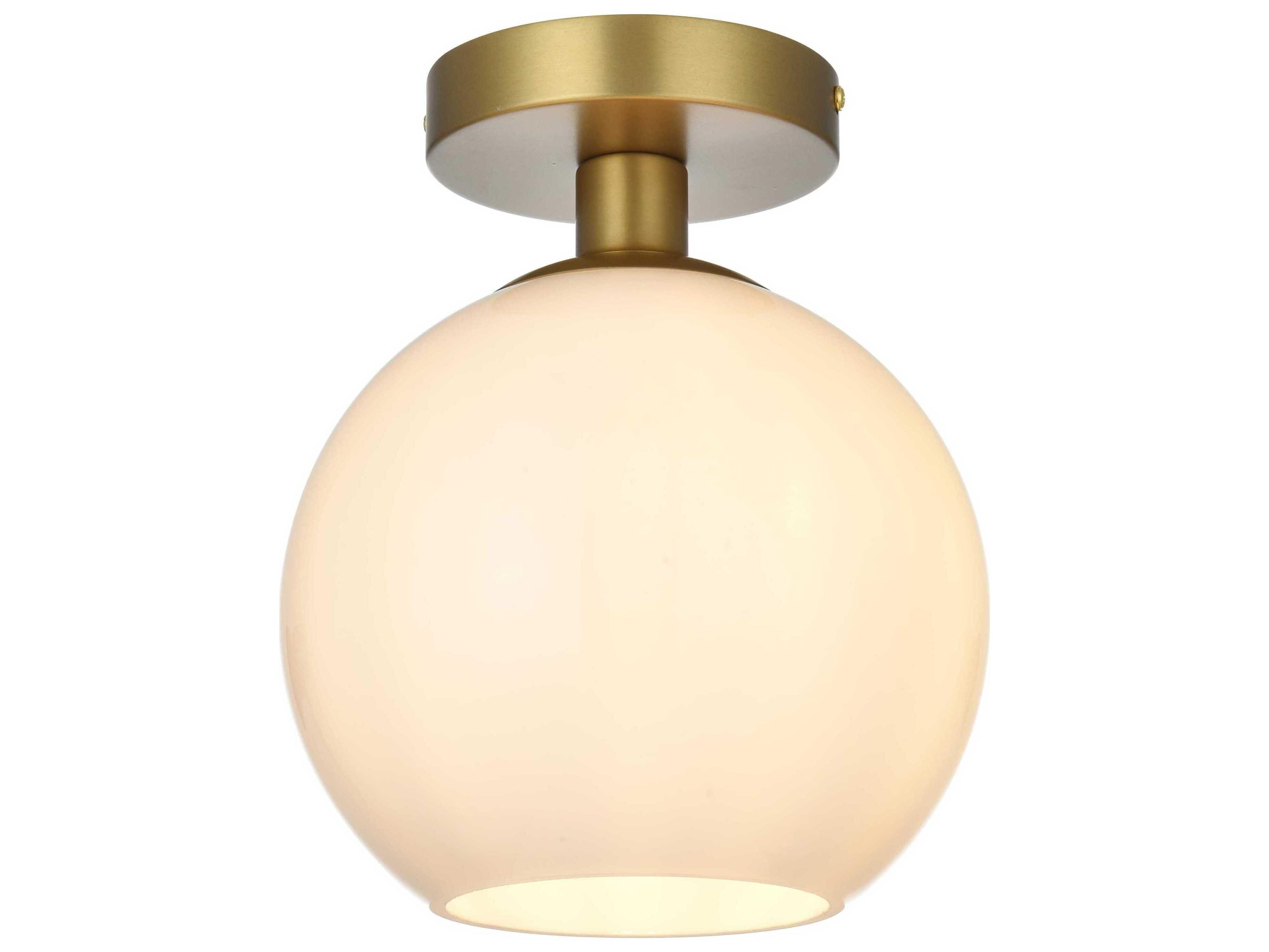 Elegant Lighting Baxter 1-Light Satin Gold Globe Semi Flush Mount
