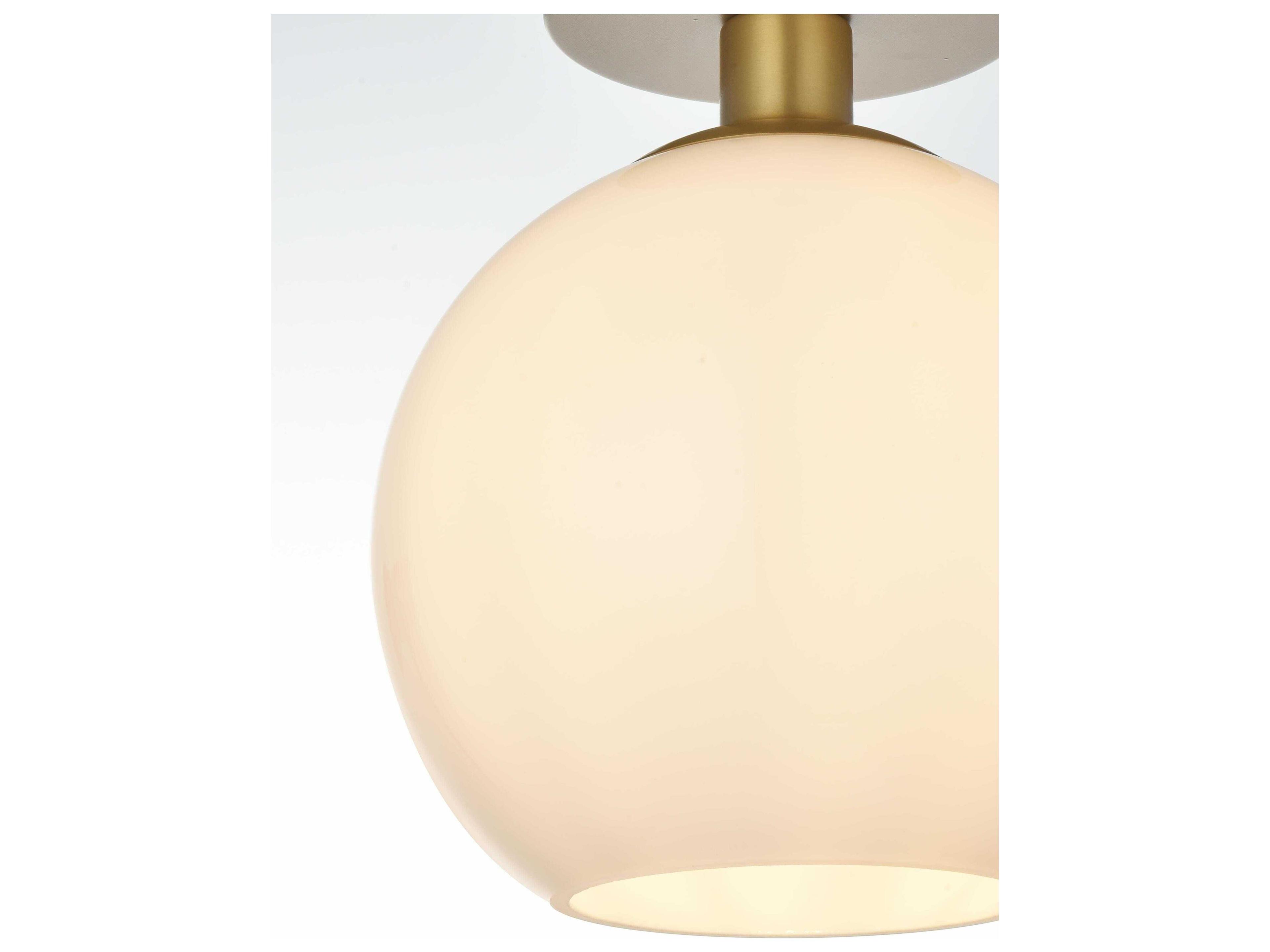 Elegant Lighting Baxter 1-Light Satin Gold Globe Semi Flush Mount