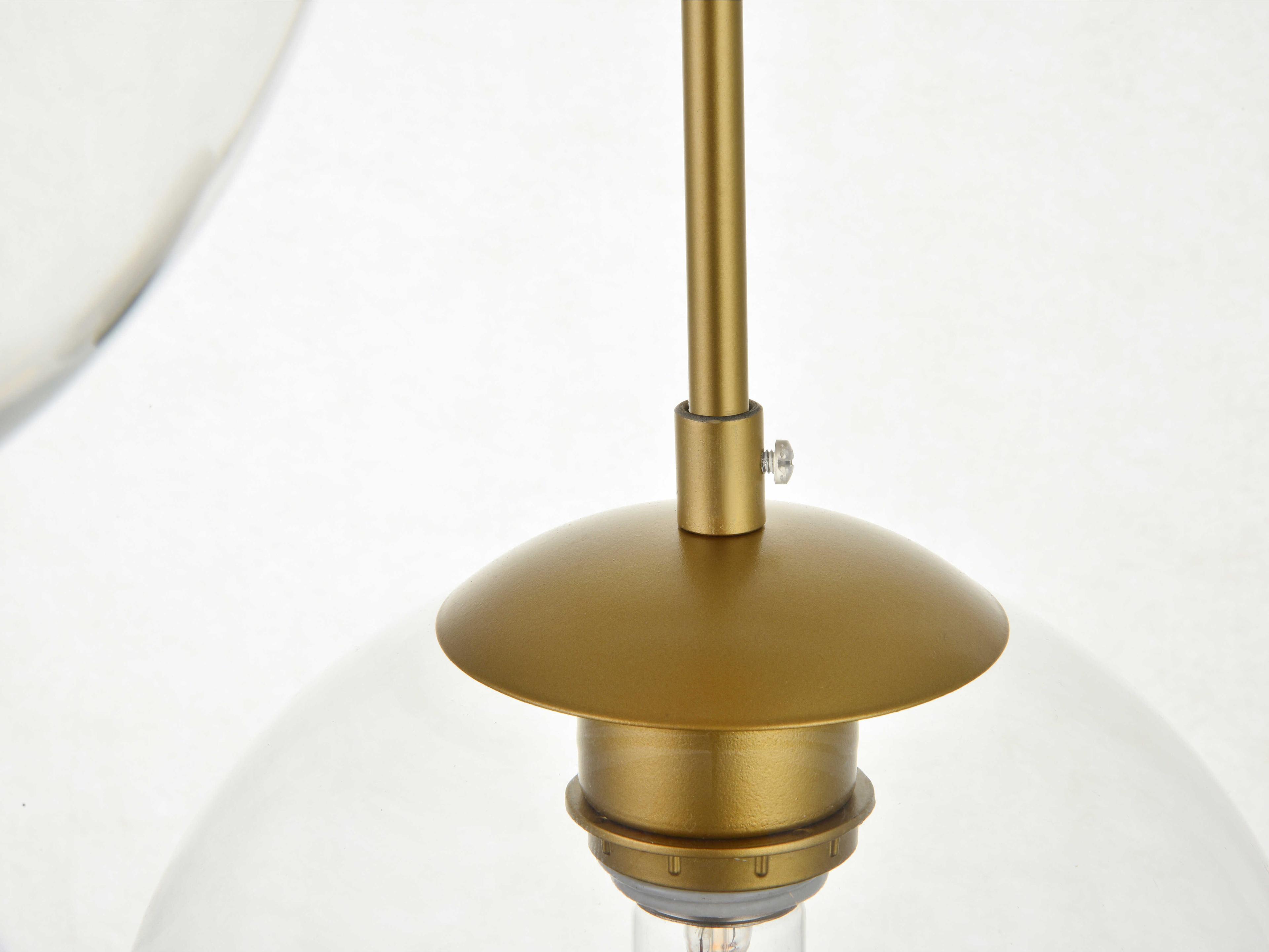 Elegant Lighting Baxter 3-Light Brass And Clear Glass Globe Pendant
