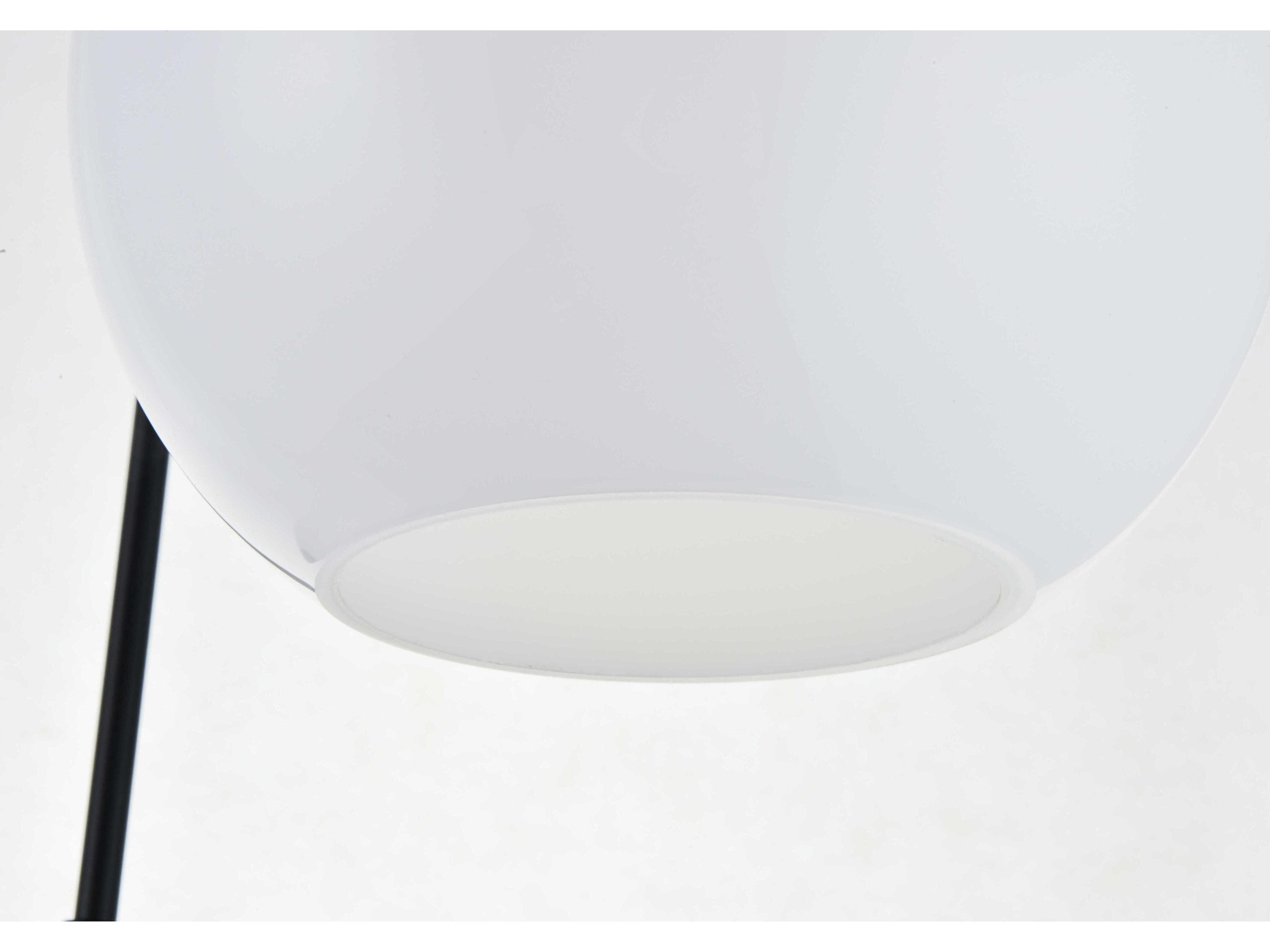 Elegant Lighting Baxter 3-Light Black And Frosted White Glass Globe Pendant