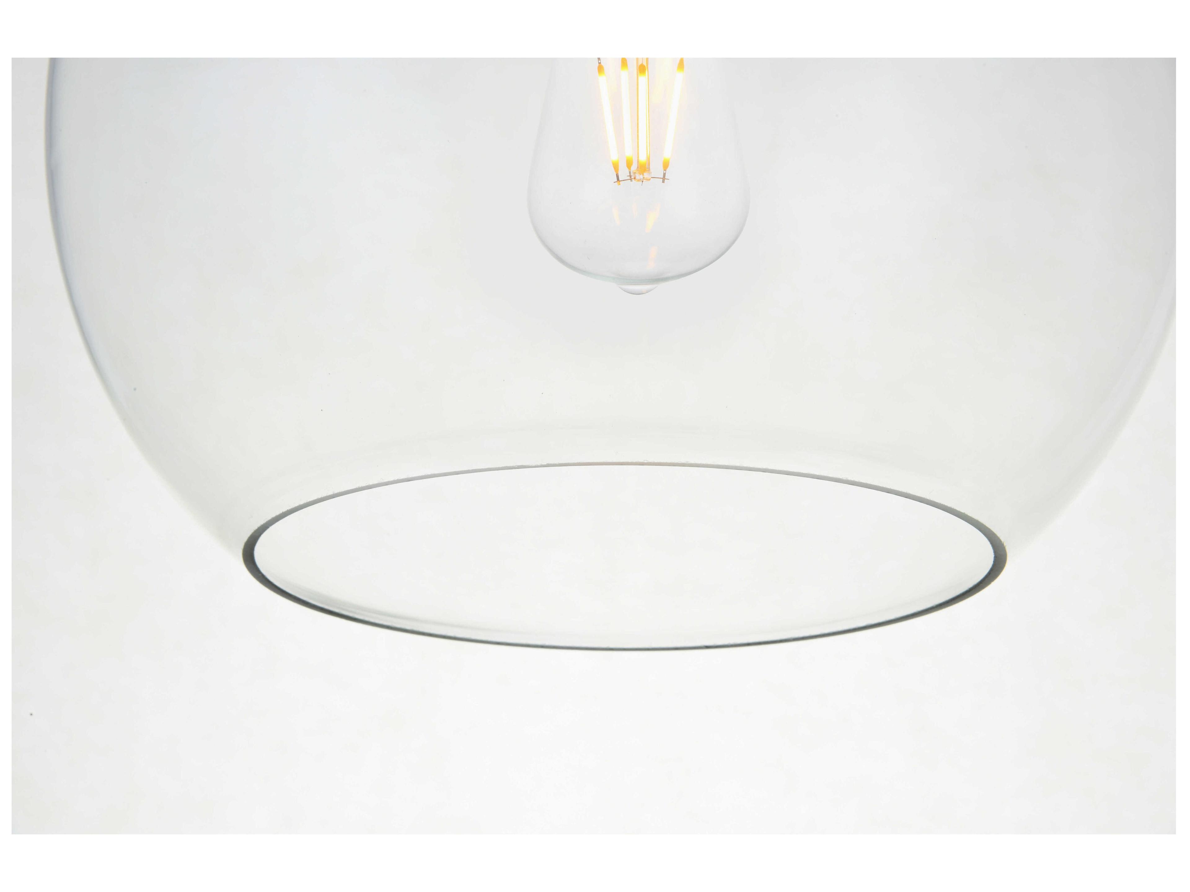 Elegant Lighting Baxter 1-Light Black Glass Globe Semi Flush Mount