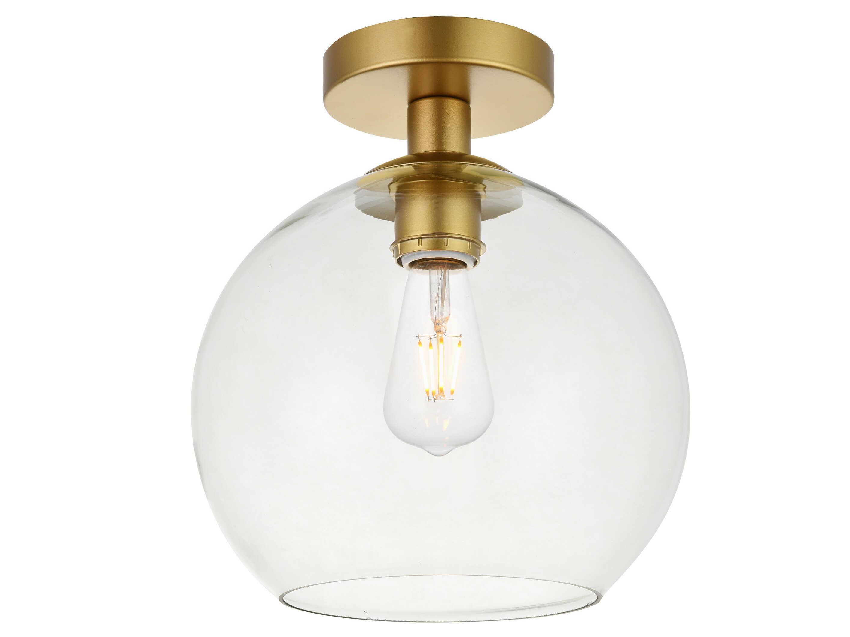 Elegant Lighting Baxter 1-Light Brass Glass Globe Semi Flush Mount