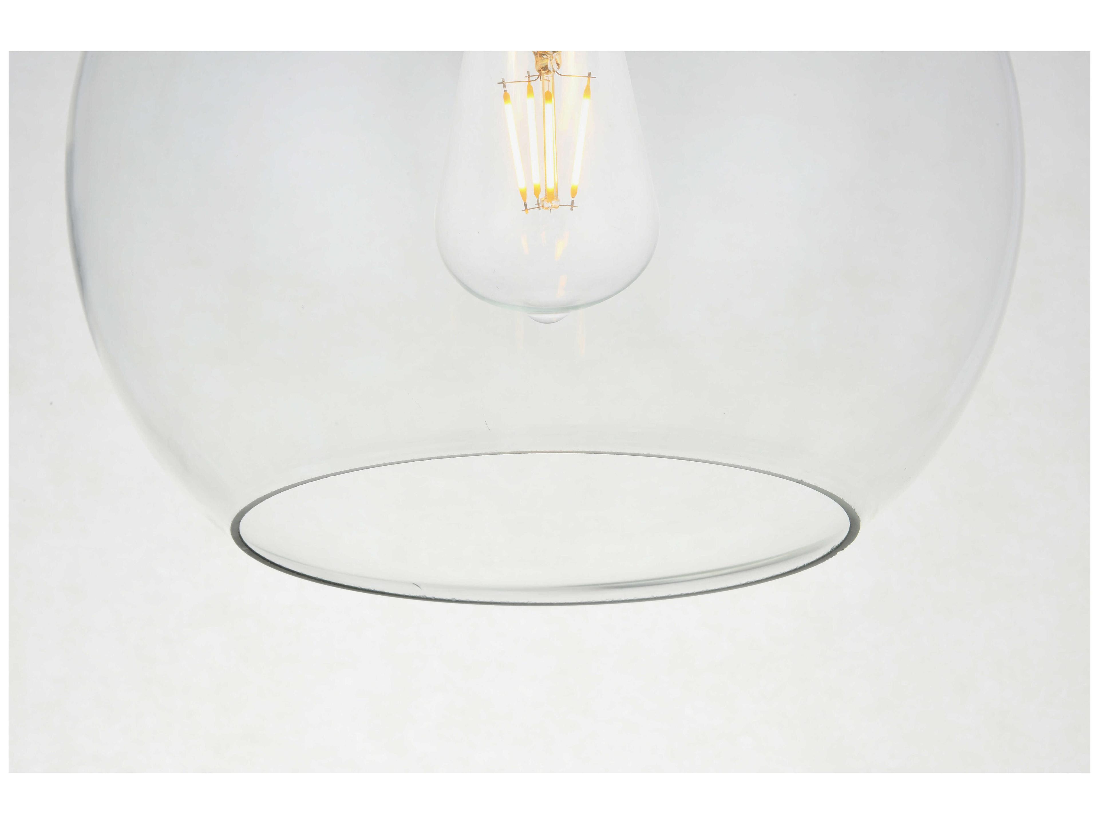 Elegant Lighting Baxter 1-Light Brass Glass Globe Semi Flush Mount