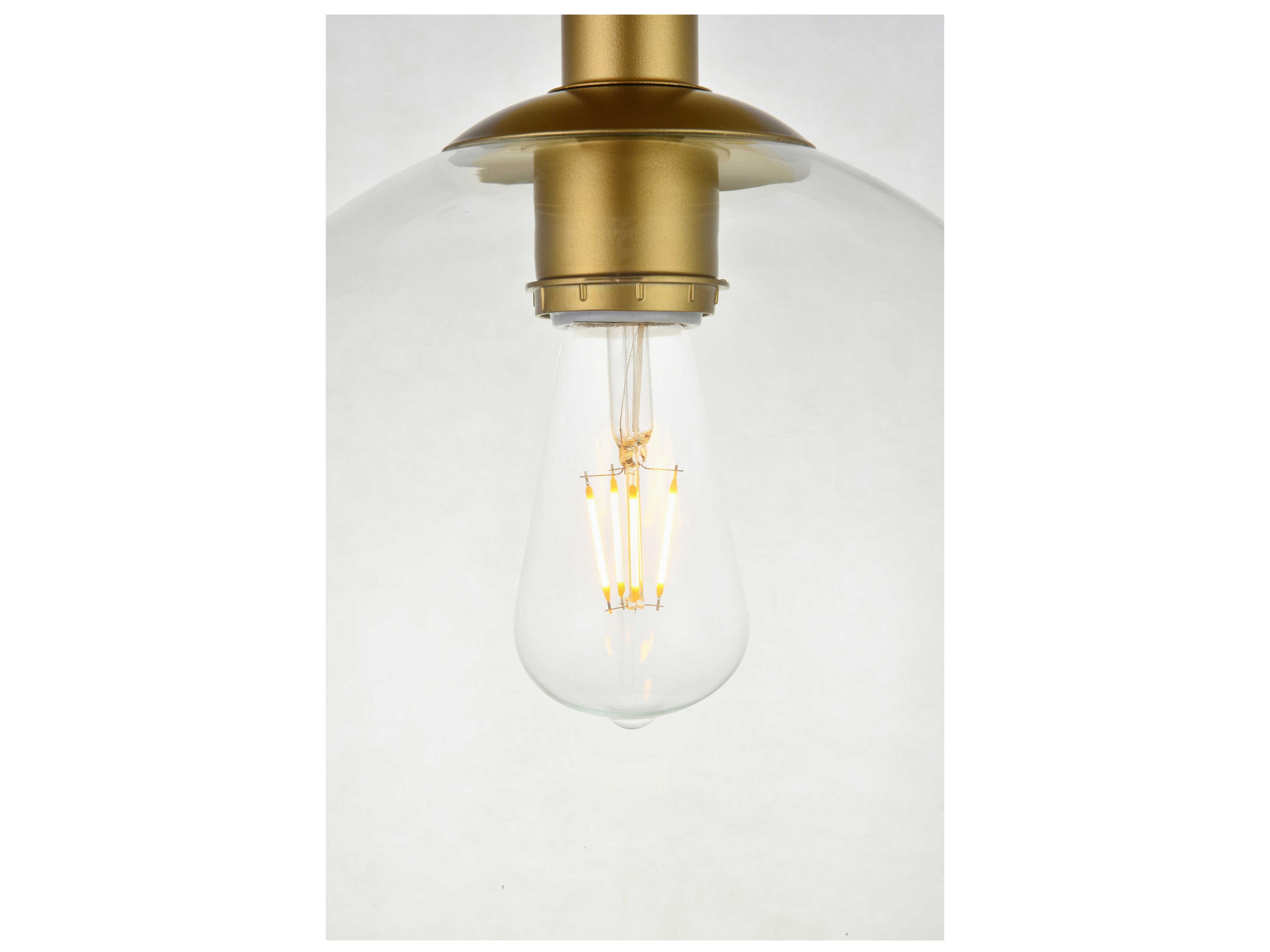 Elegant Lighting Baxter 1-Light Brass Glass Globe Semi Flush Mount