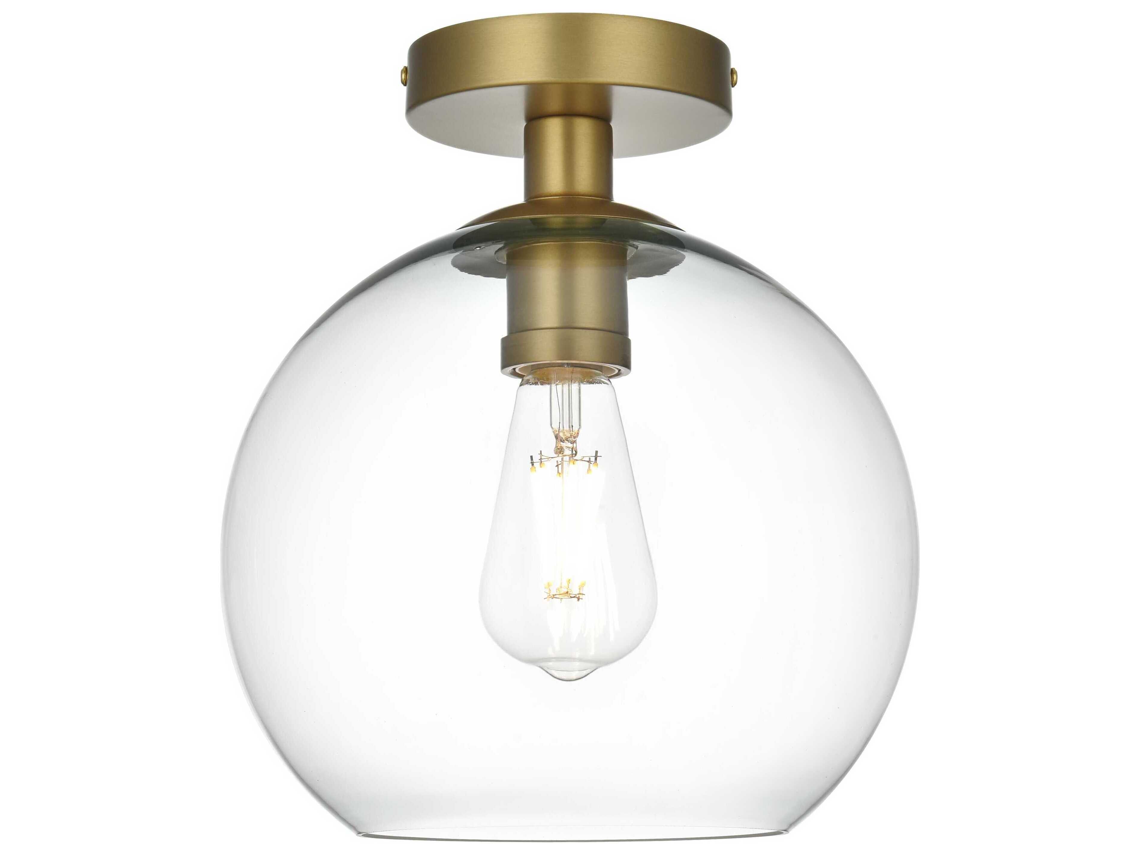 Elegant Lighting Baxter 1-Light Satin Gold Globe Semi Flush Mount