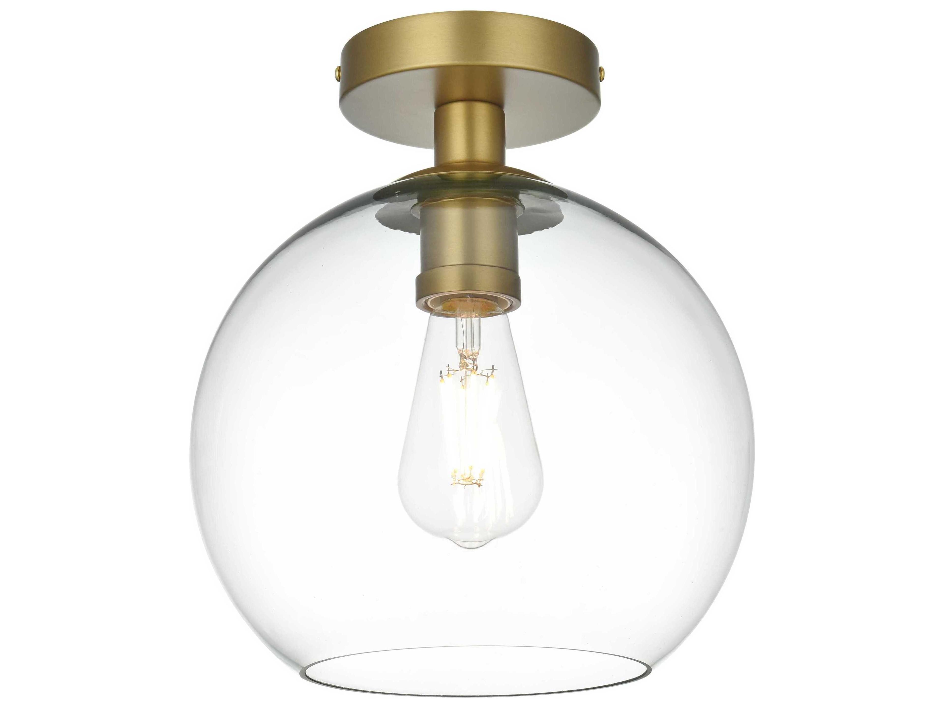 Elegant Lighting Baxter 1-Light Satin Gold Globe Semi Flush Mount