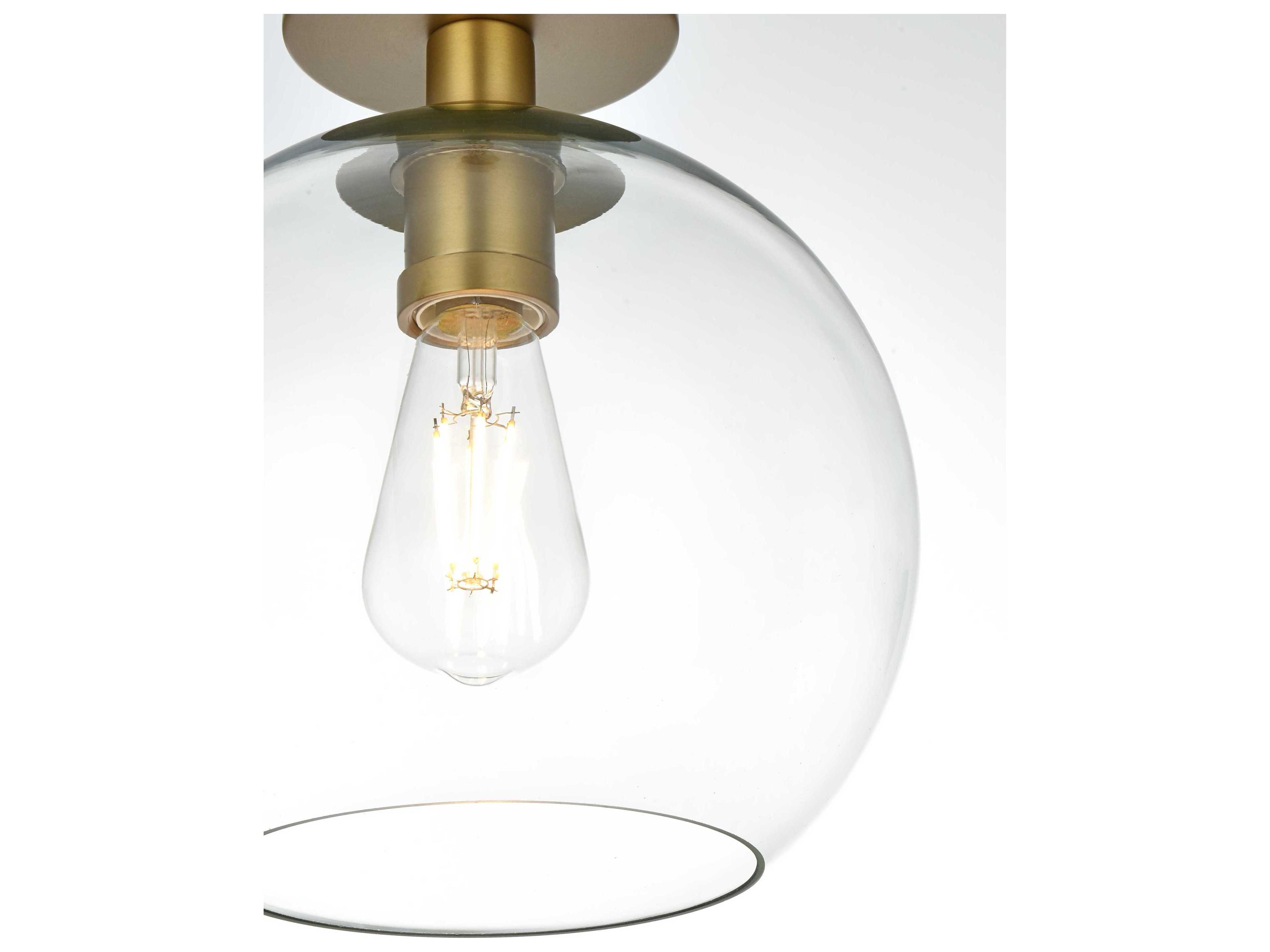Elegant Lighting Baxter 1-Light Satin Gold Globe Semi Flush Mount