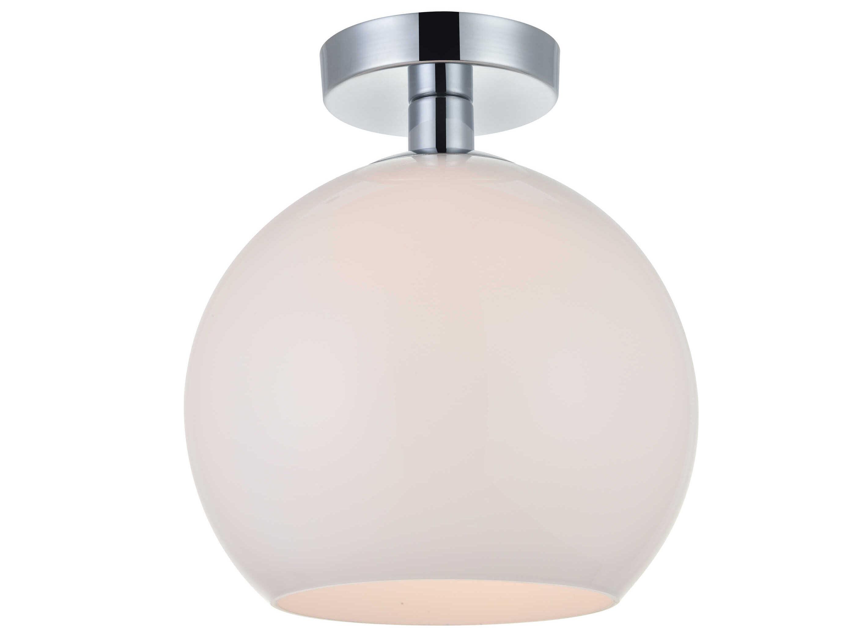 Elegant Lighting Baxter 1-Light Chrome Glass Globe Semi Flush Mount
