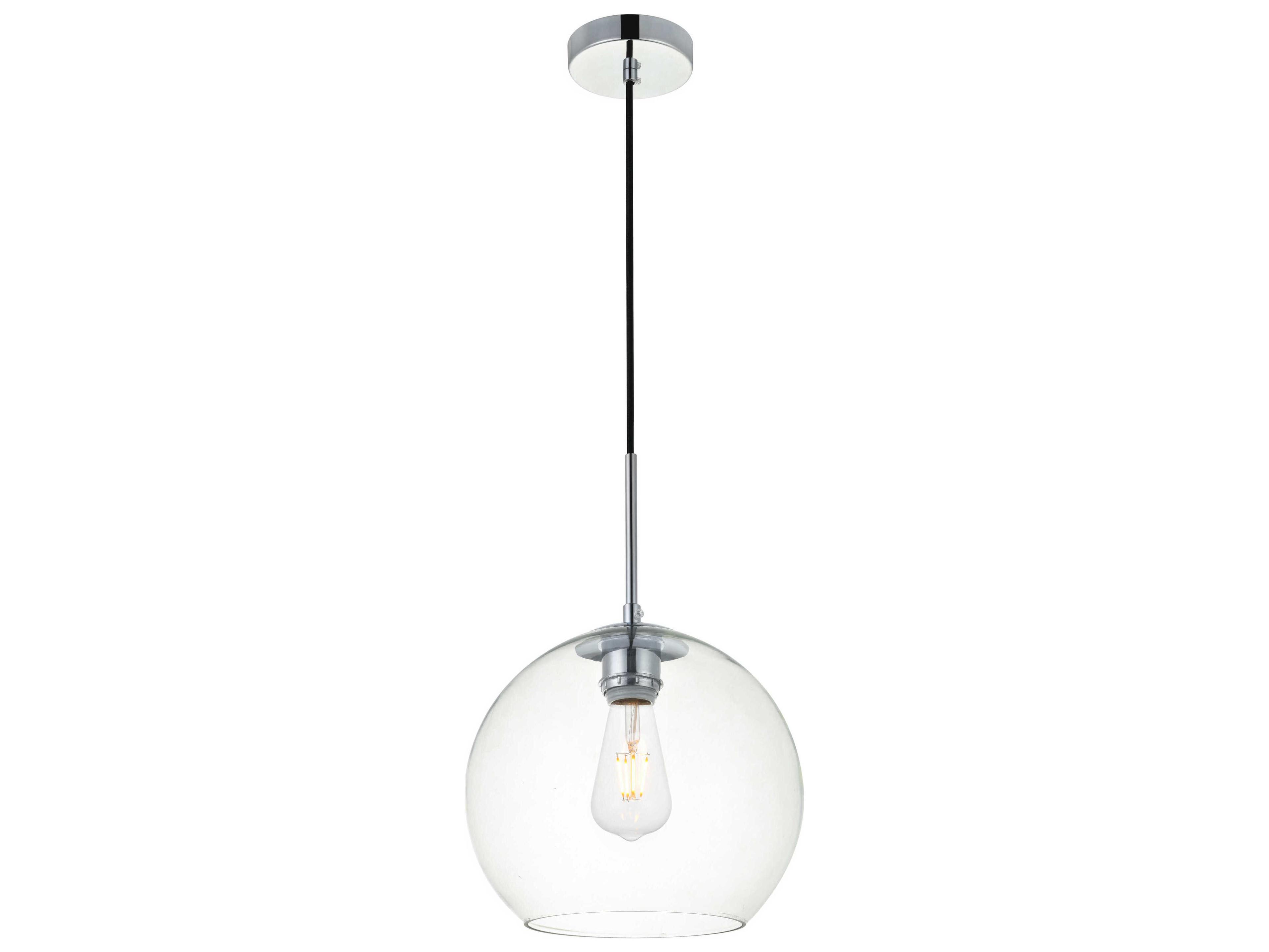 Elegant Lighting Baxter 1-Light Chrome Glass Globe Mini Pendant