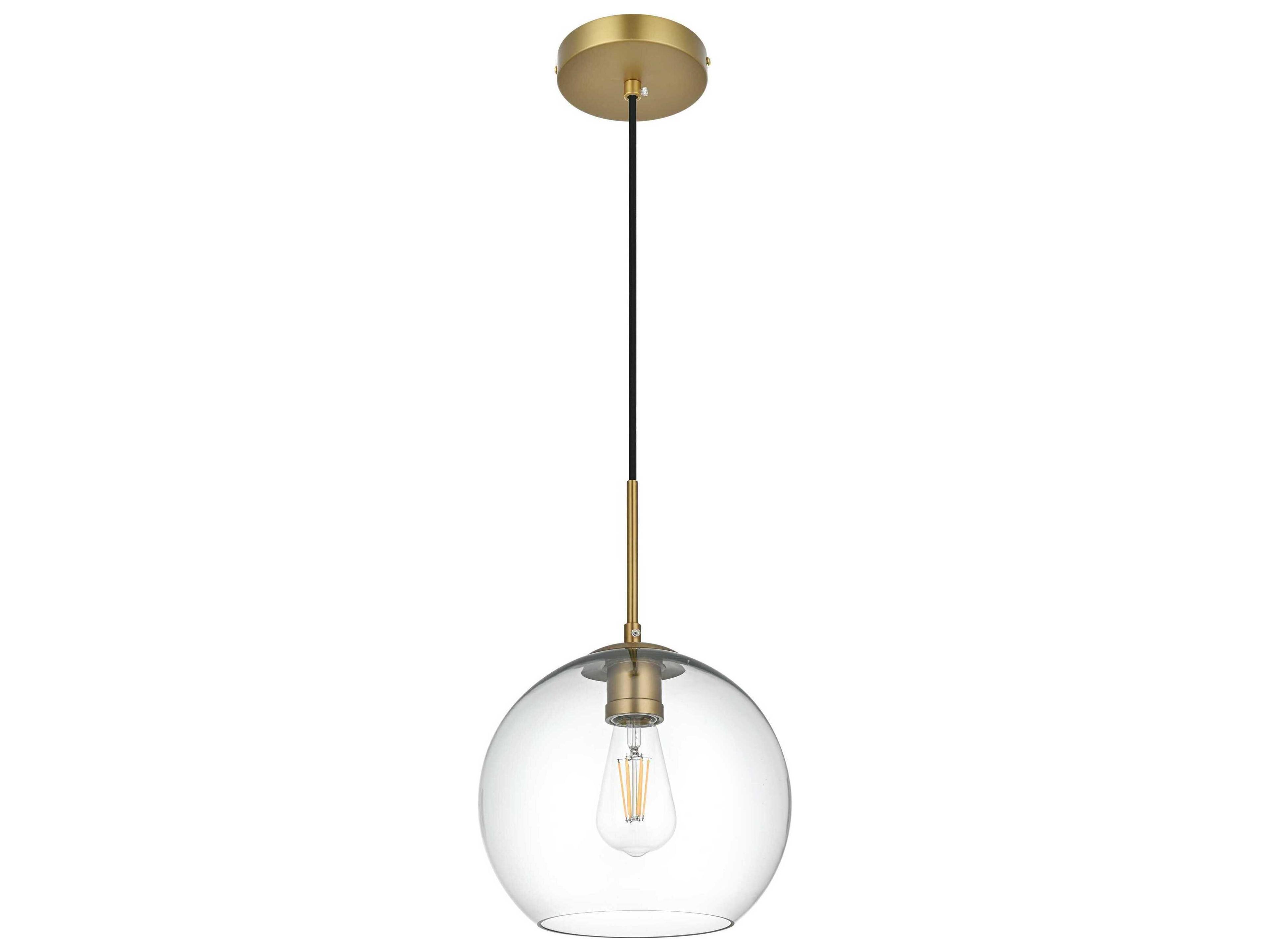 Elegant Lighting Baxter 1-Light Satin Gold Globe Mini Pendant