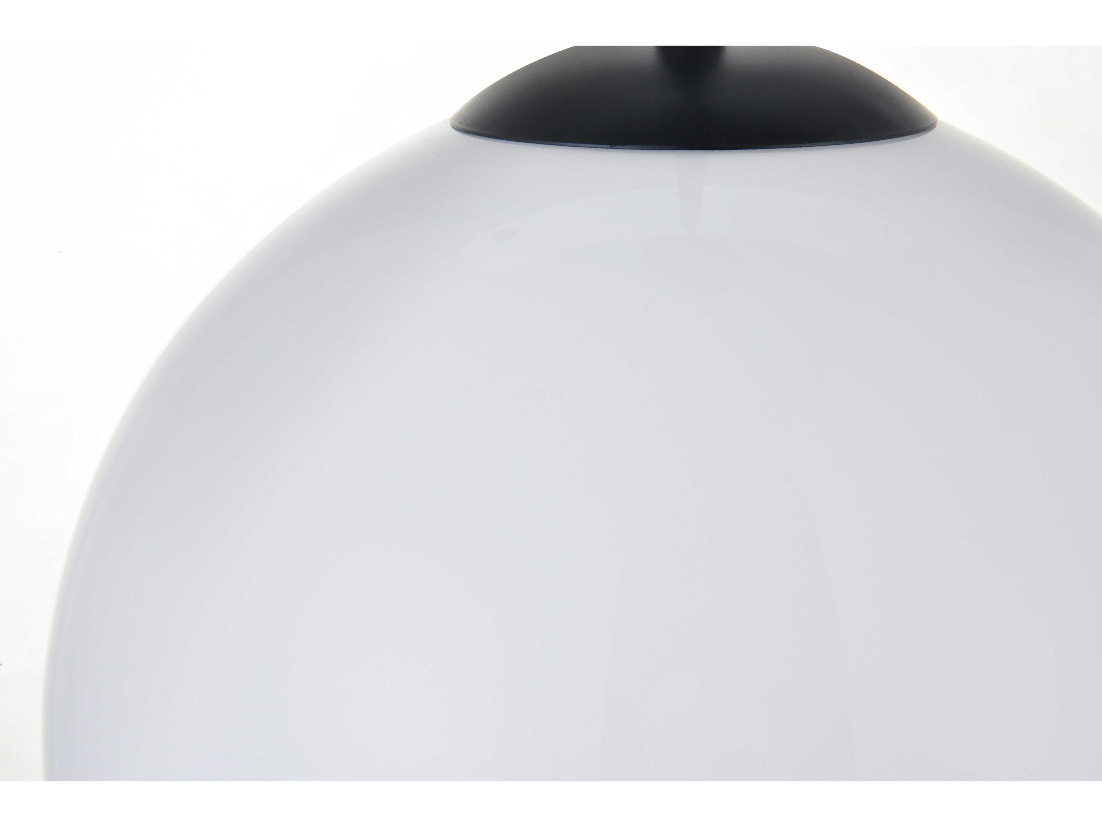 Elegant Lighting Baxter 1-Light Black And Frosted White Glass Globe Mini Pendant