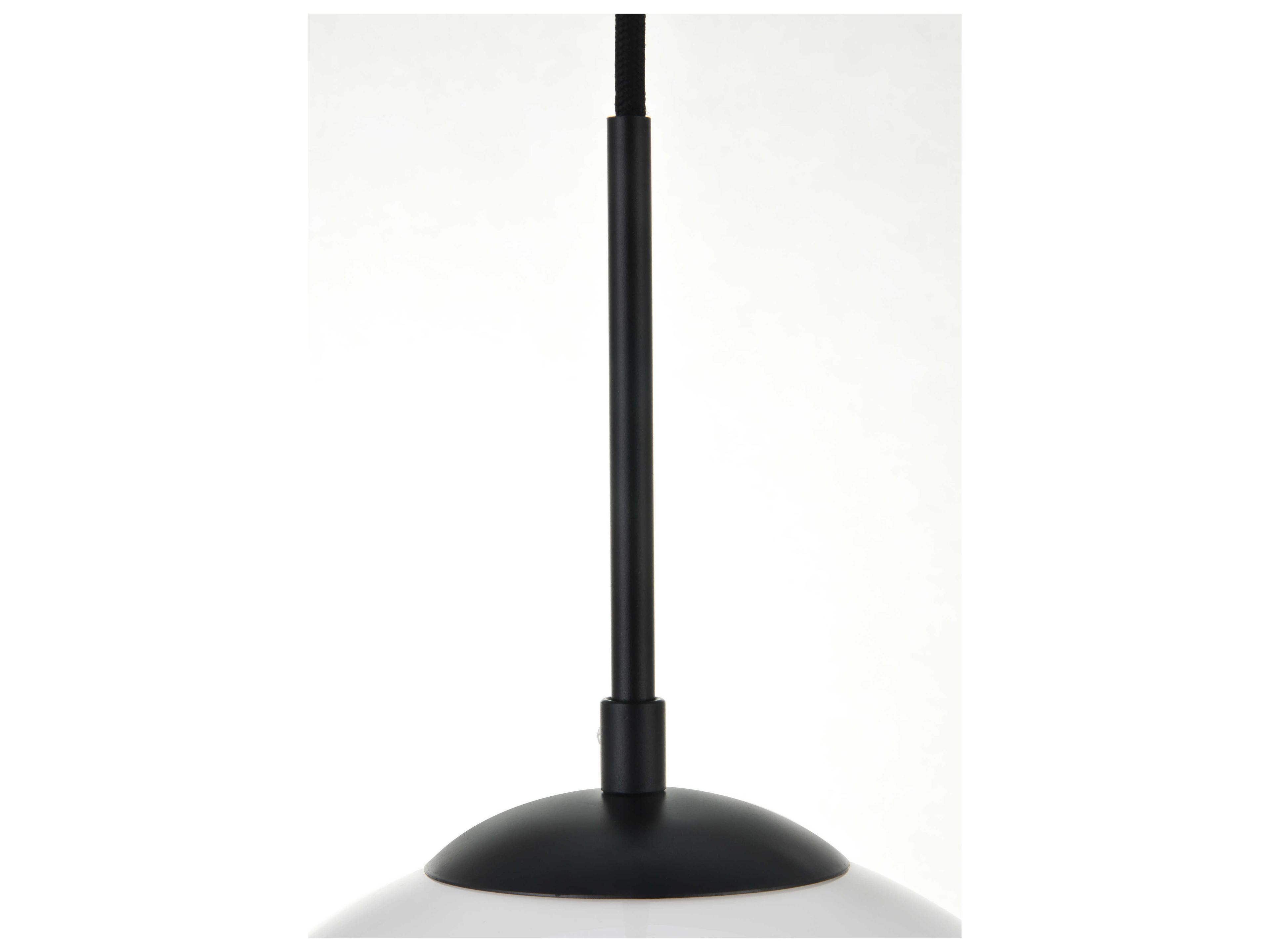 Elegant Lighting Baxter 1-Light Black And Frosted White Glass Globe Mini Pendant
