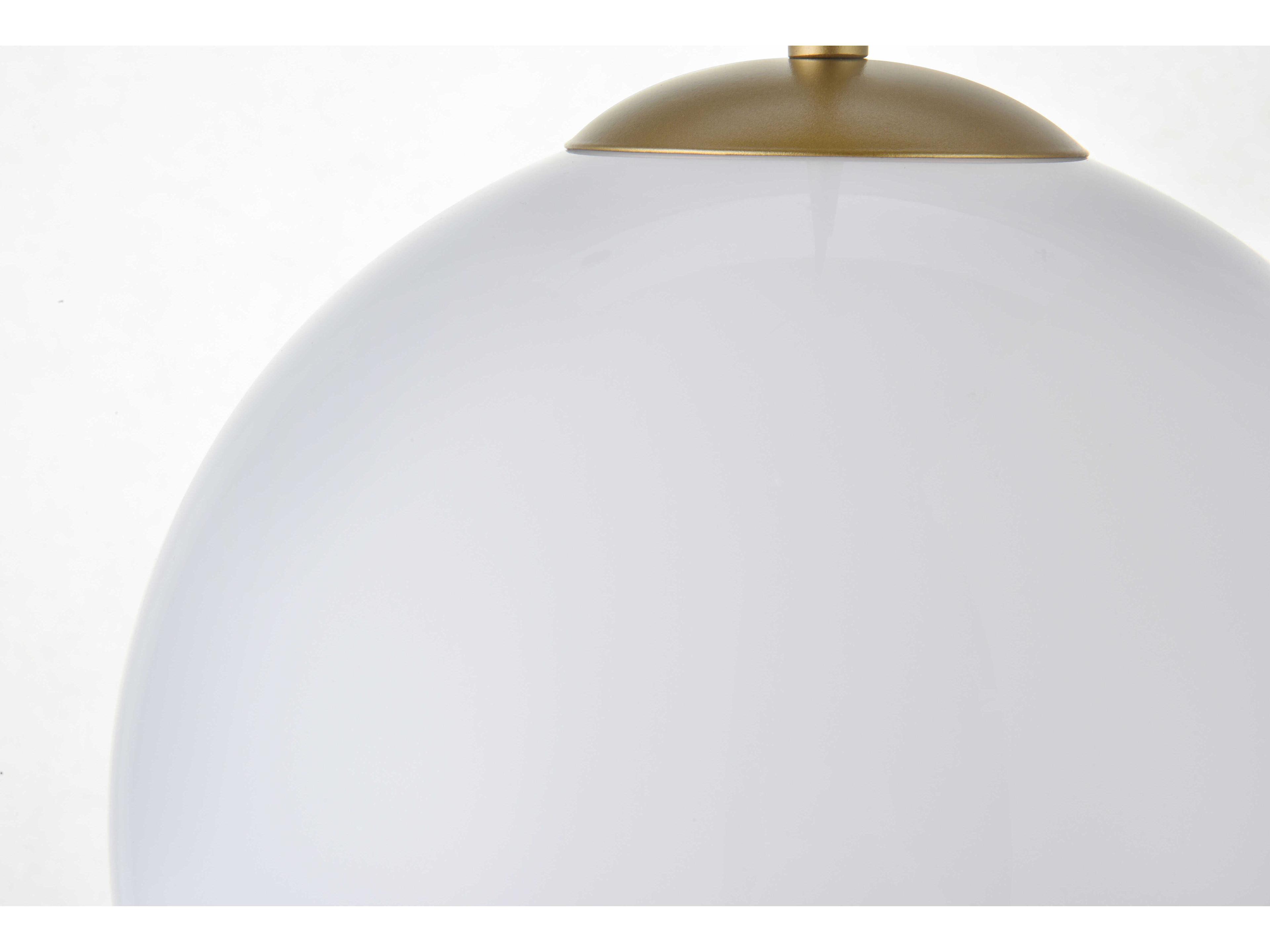 Elegant Lighting Baxter 1-Light Brass And Frosted White Glass Globe Mini Pendant