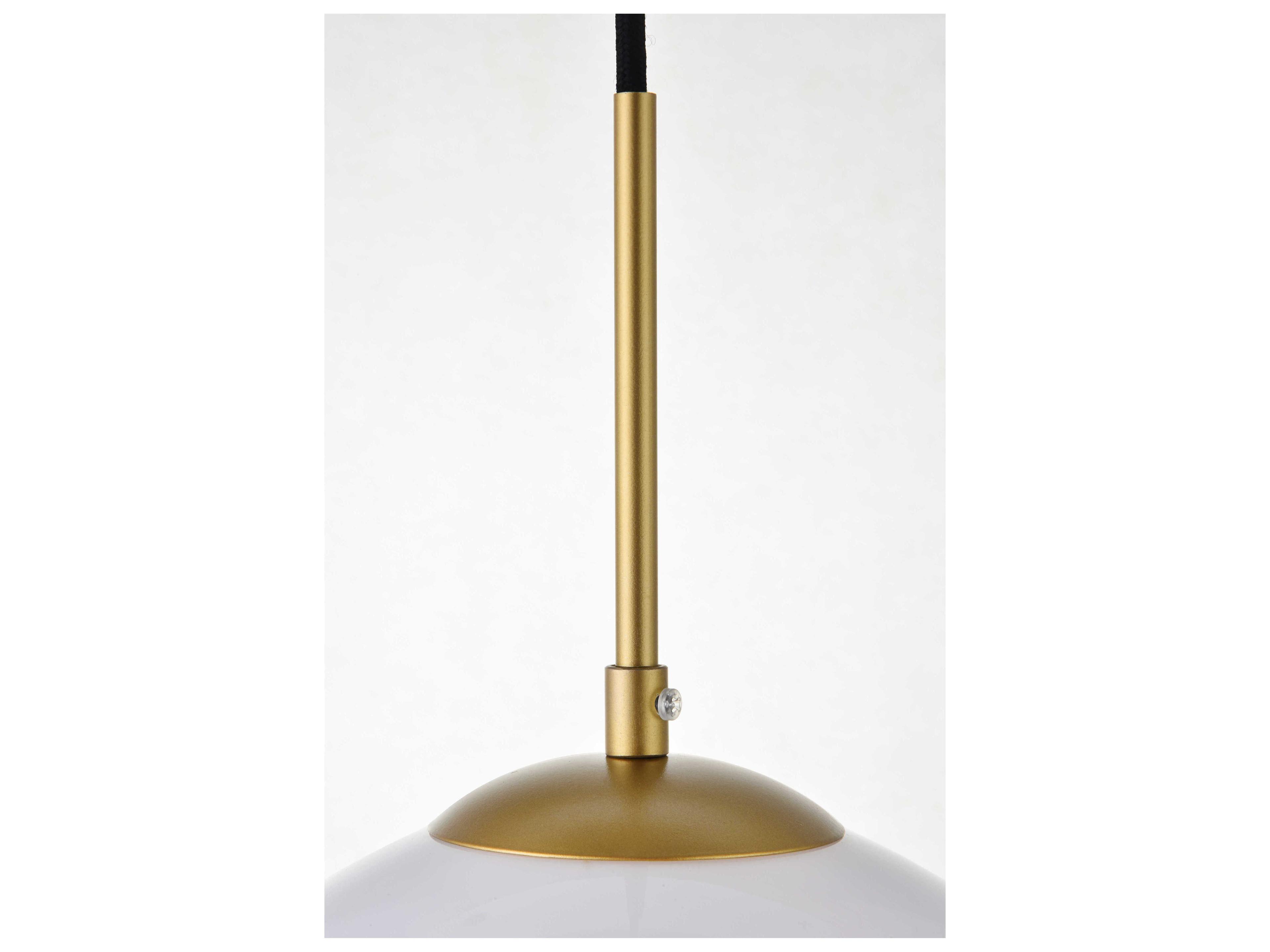 Elegant Lighting Baxter 1-Light Brass And Frosted White Glass Globe Mini Pendant