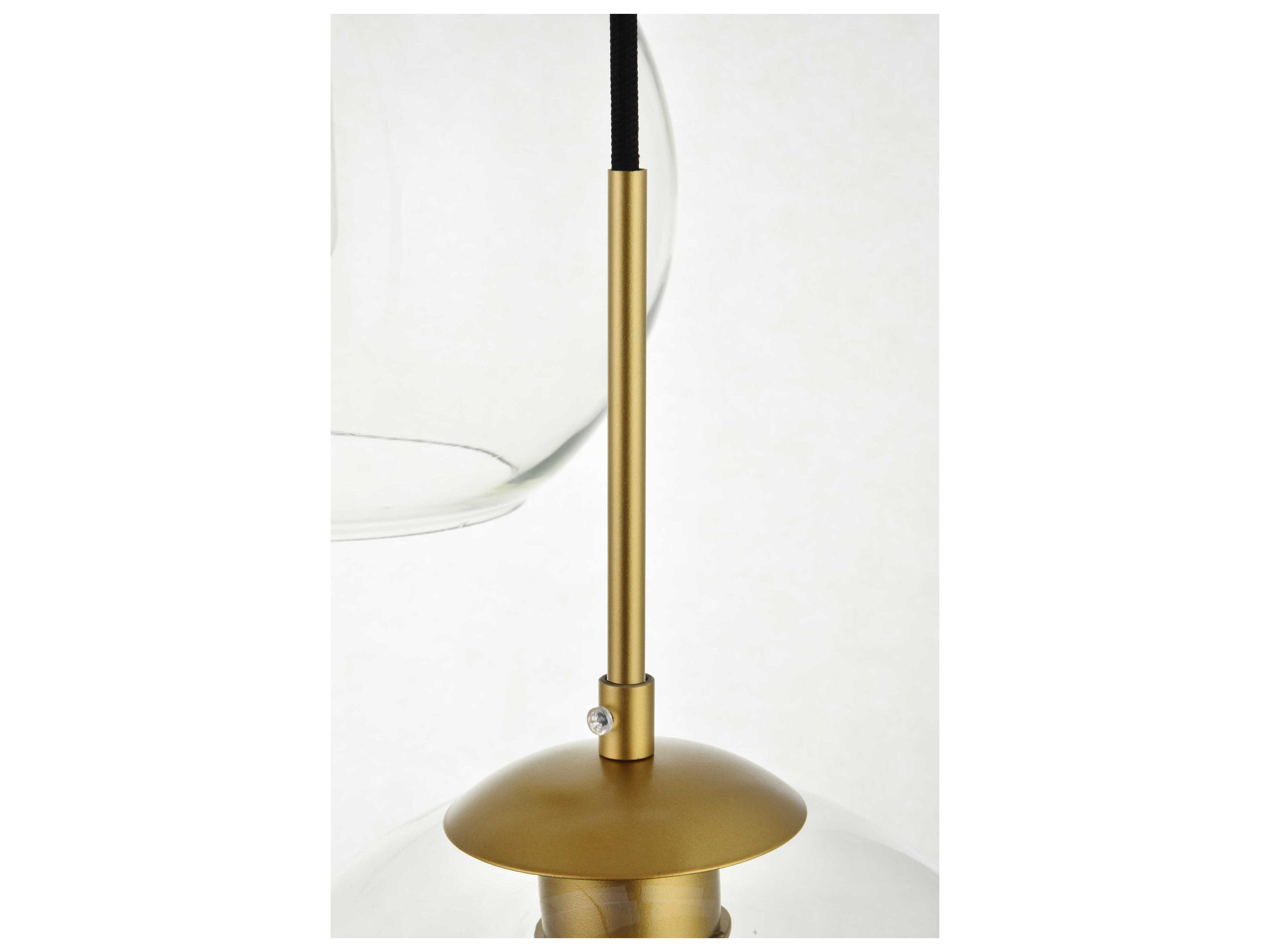 Elegant Lighting Baxter 3-Light Brass And Clear Glass Globe Pendant