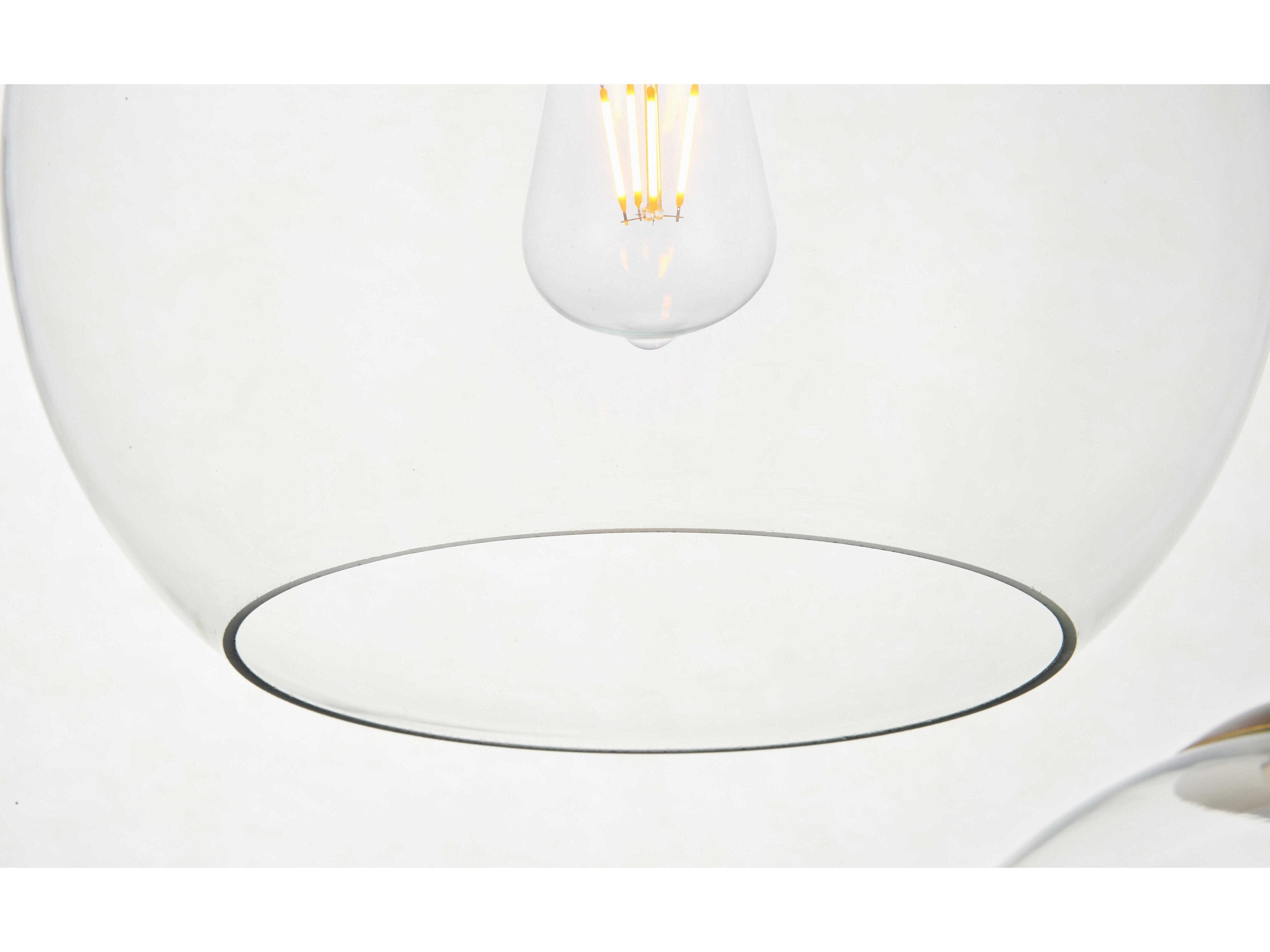 Elegant Lighting Baxter 3-Light Brass And Clear Glass Globe Pendant