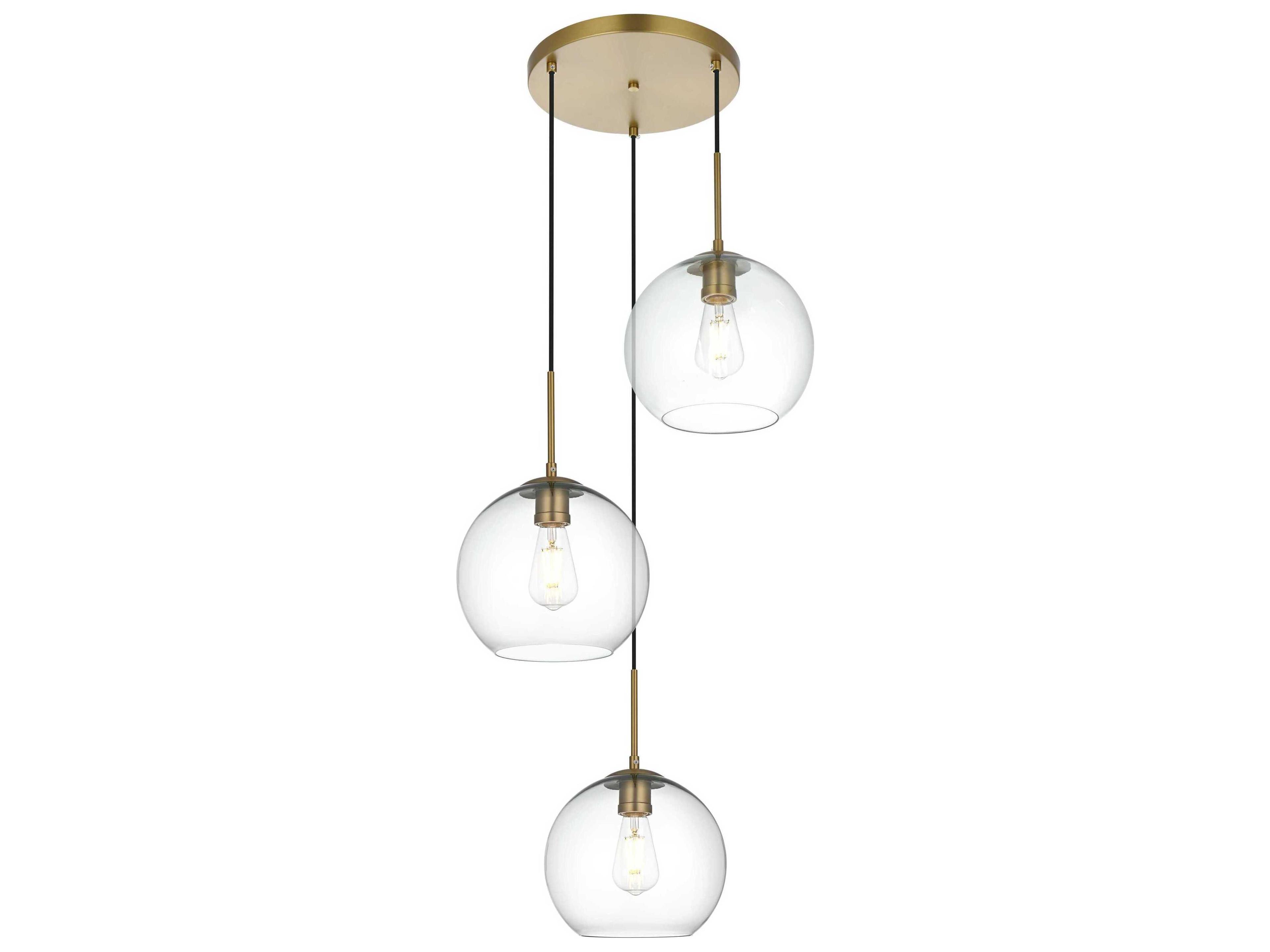 Elegant Lighting Baxter 3-Light Satin Gold Globe Pendant