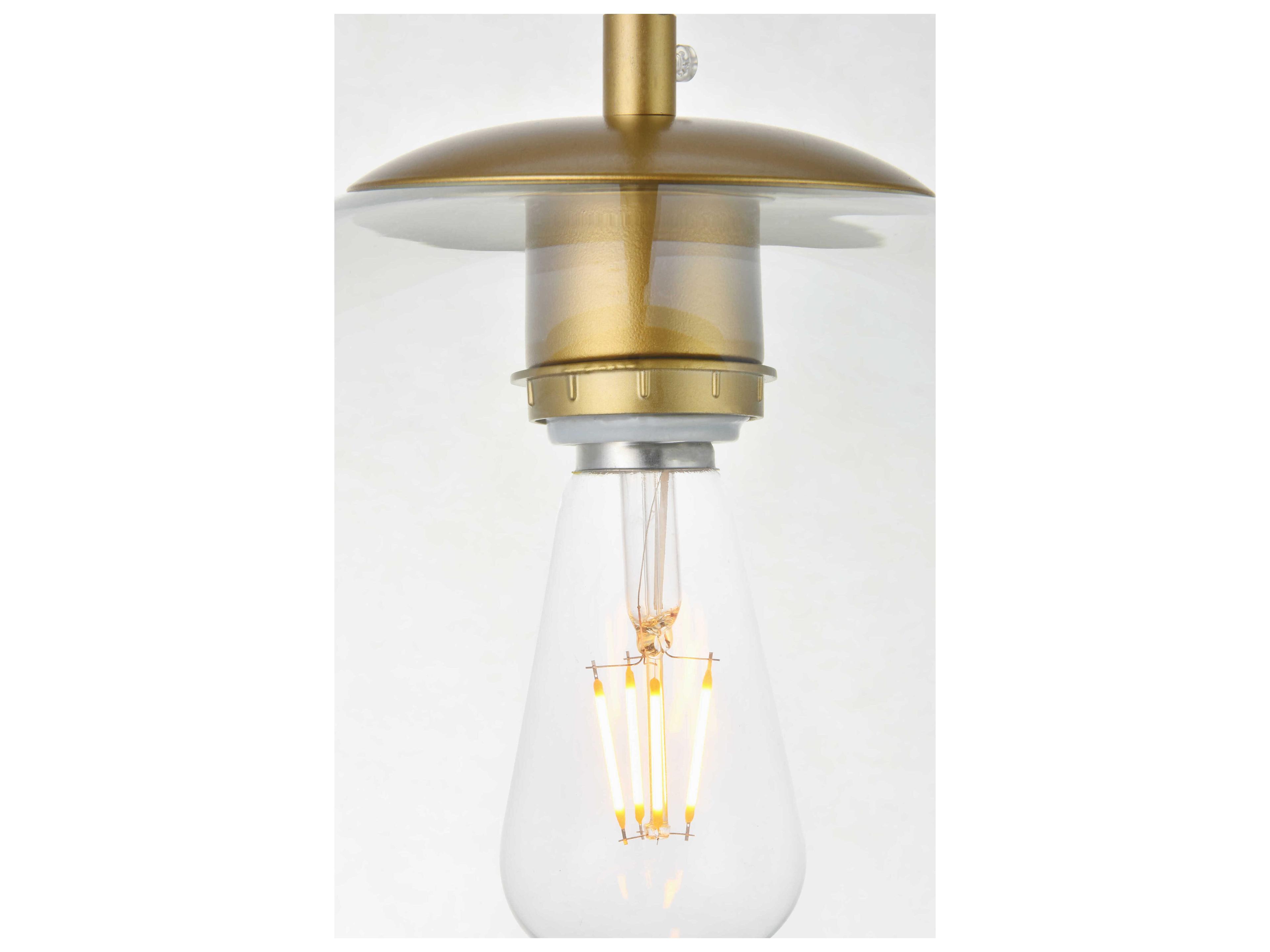 Elegant Lighting Baxter 1-Light Brass And Clear Glass Globe Pendant