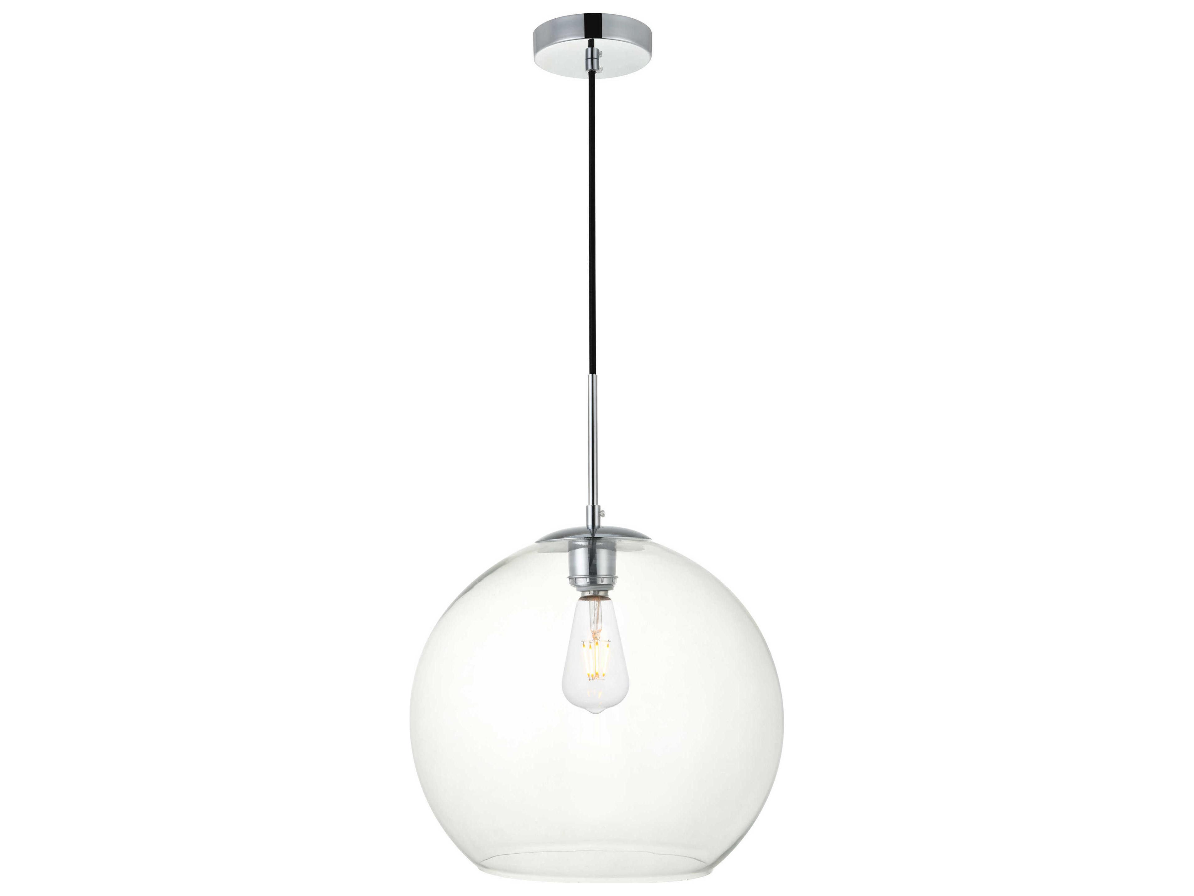 Elegant Lighting Baxter 1-Light Chrome And Clear Glass Globe Pendant