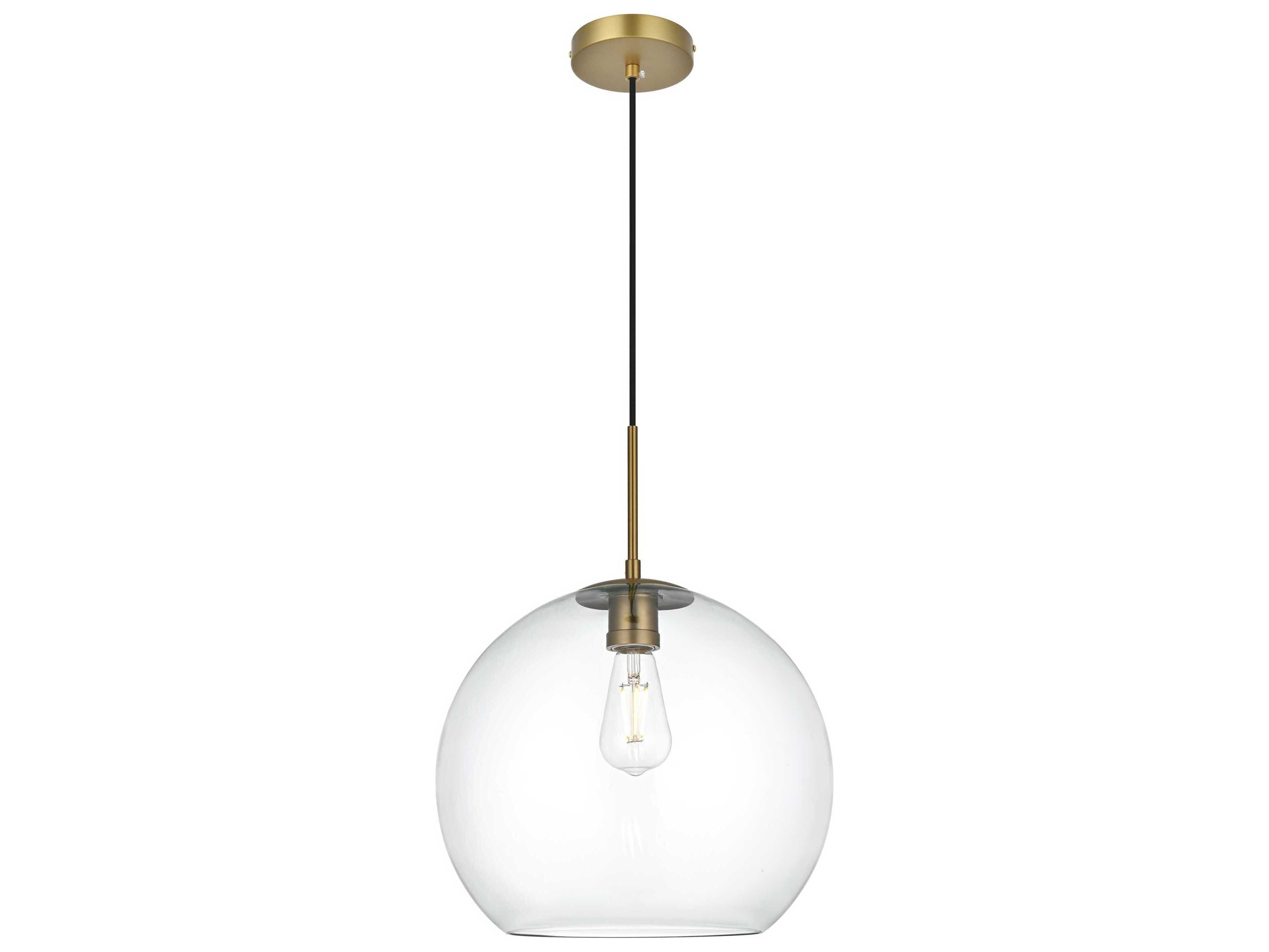 Elegant Lighting Baxter 1-Light Satin Gold Globe Pendant