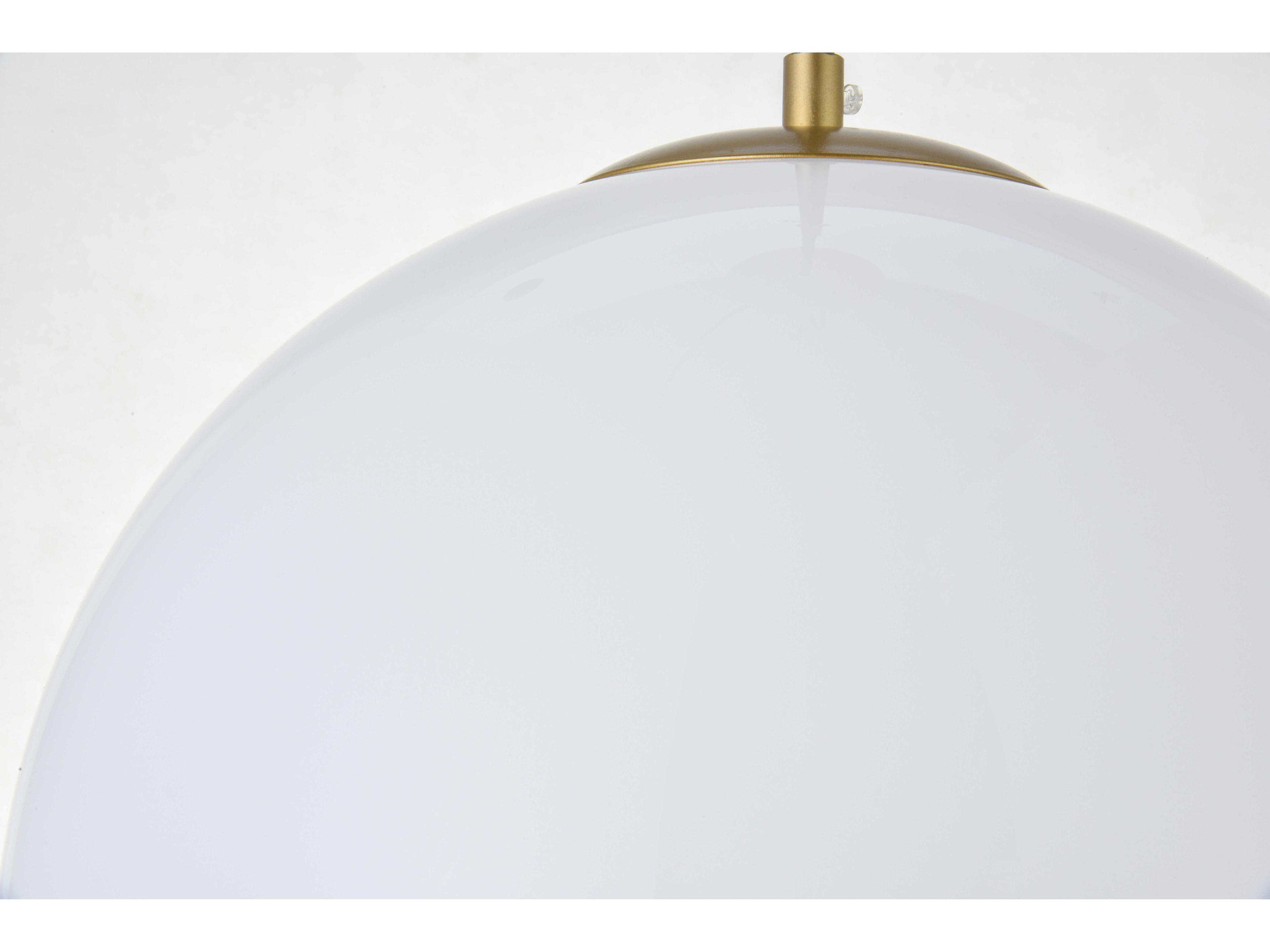 Elegant Lighting Baxter 1-Light Brass And Frosted White Glass Globe Pendant
