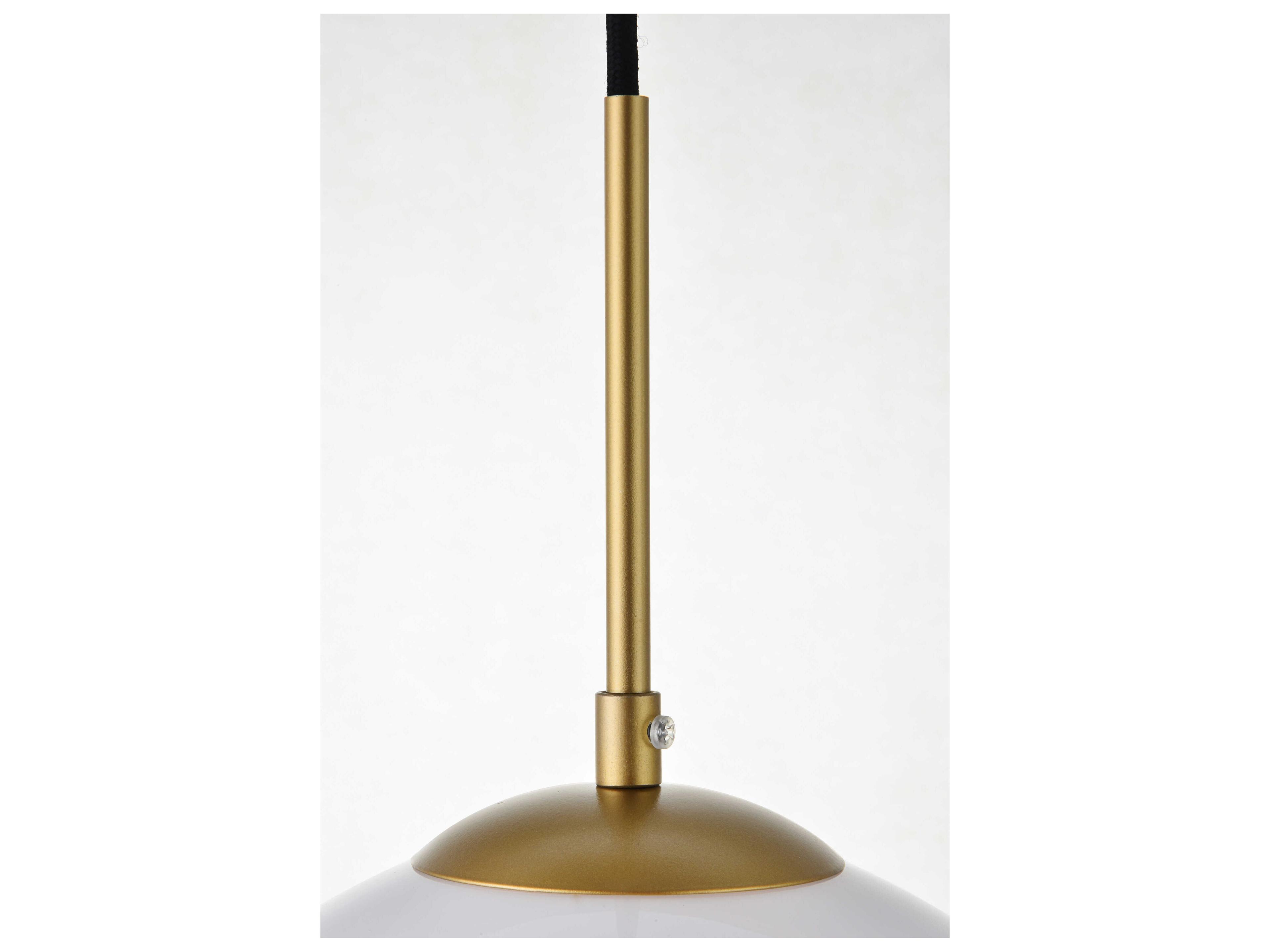 Elegant Lighting Baxter 1-Light Brass And Frosted White Glass Globe Pendant