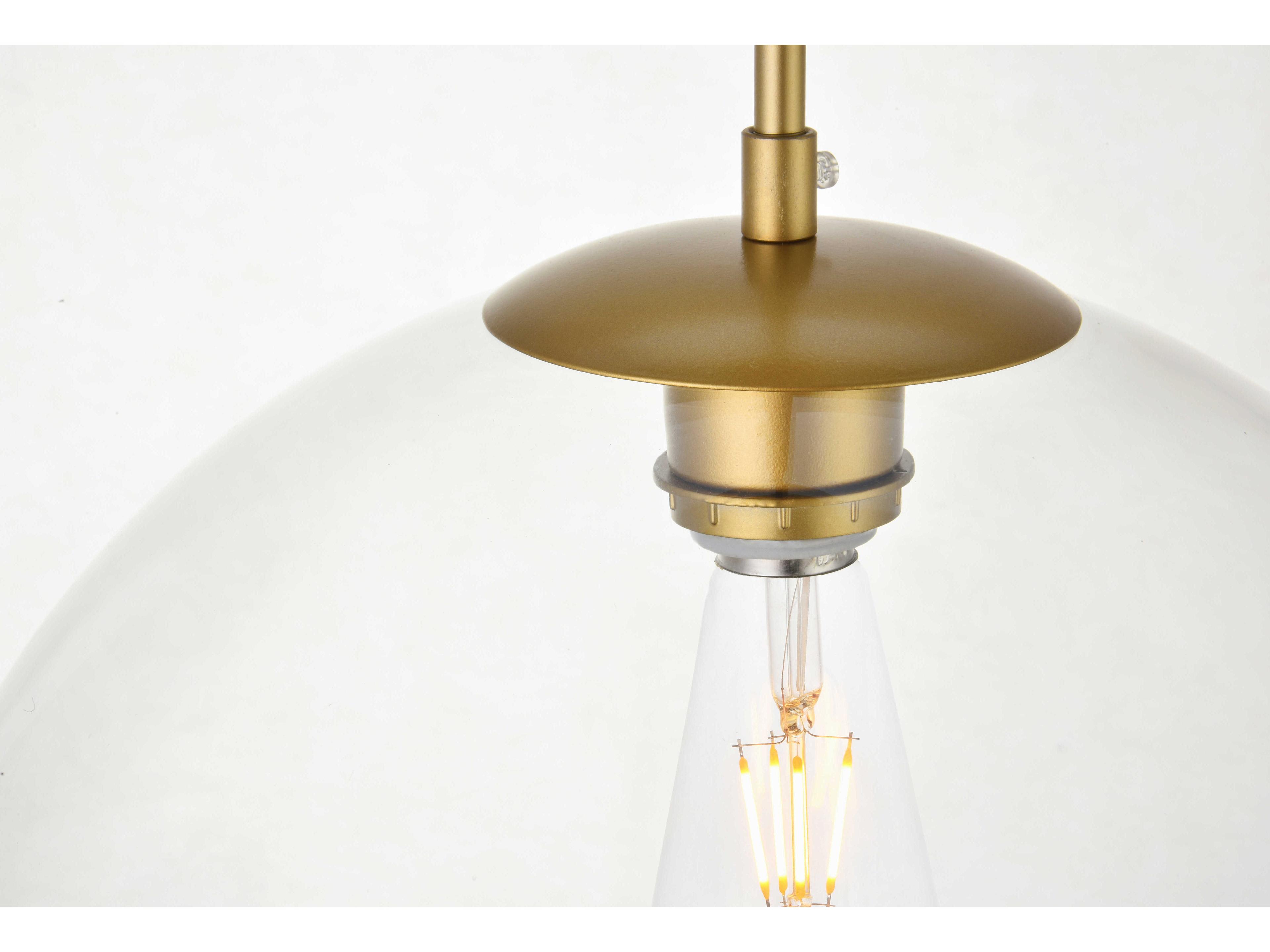 Elegant Lighting Baxter 3-Light Brass And Clear Glass Globe Pendant