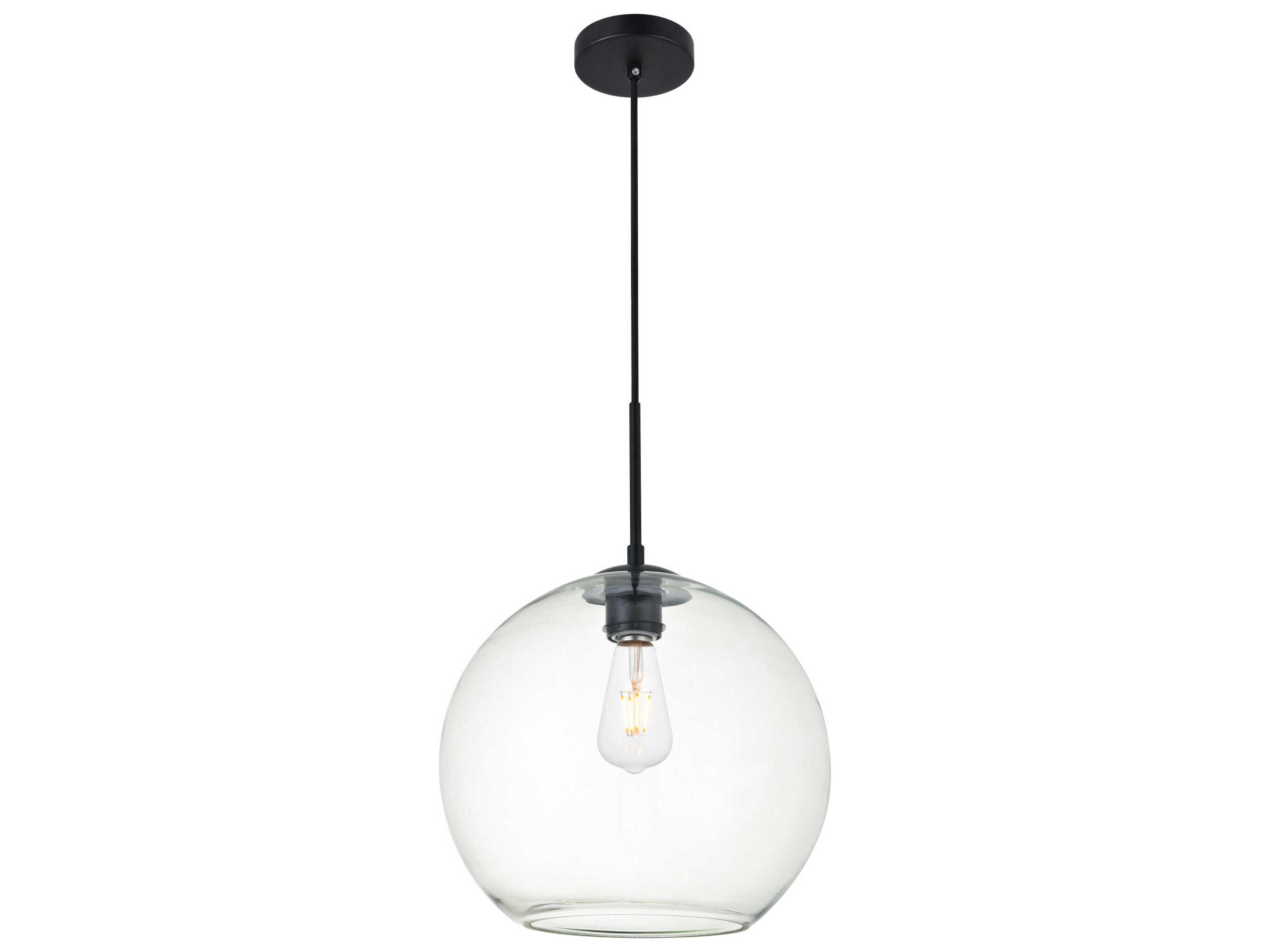 Elegant Lighting Baxter 1-Light Black And Clear Glass Globe Mini Pendant