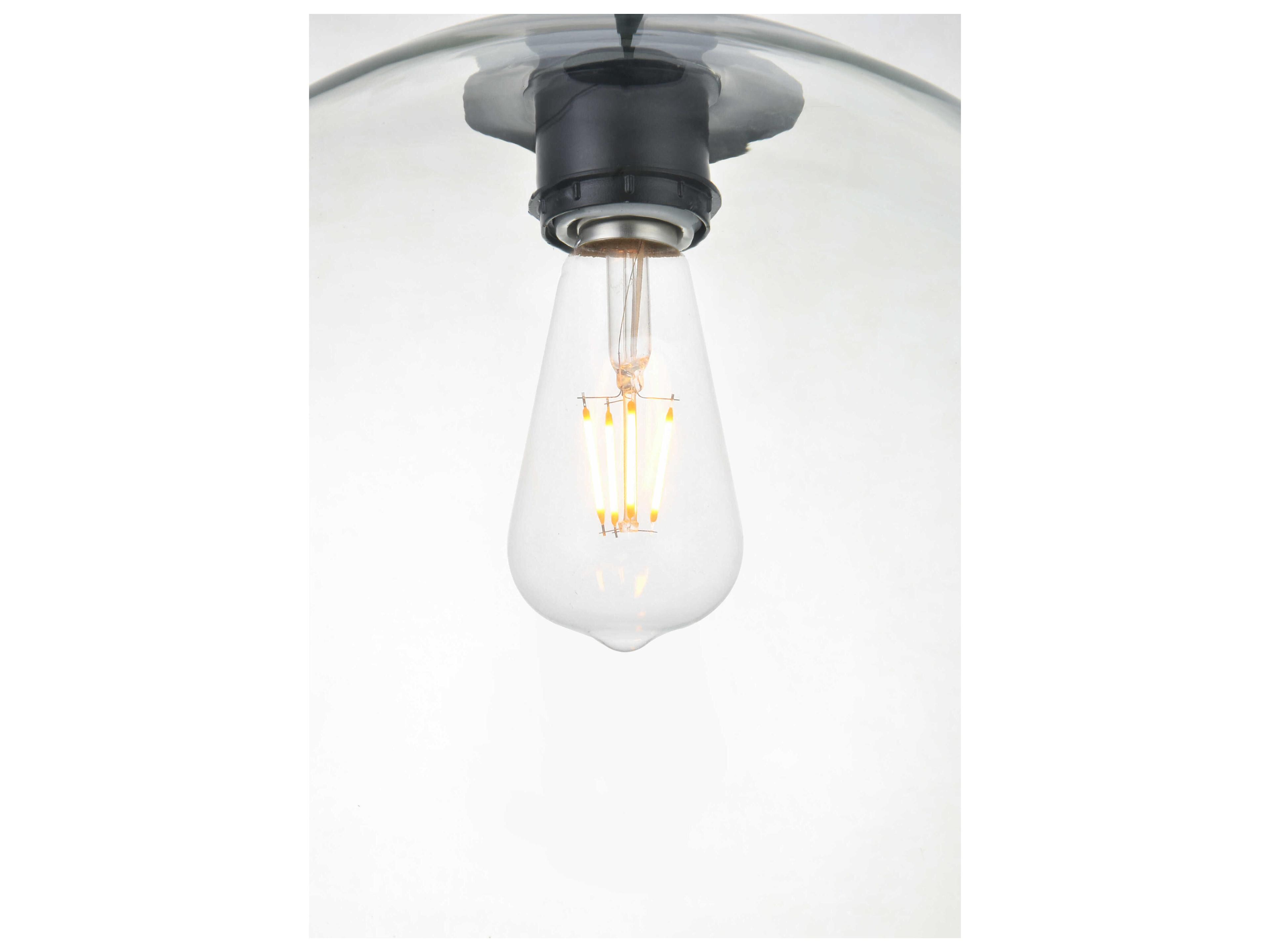 Elegant Lighting Baxter 1-Light Black And Clear Glass Globe Mini Pendant