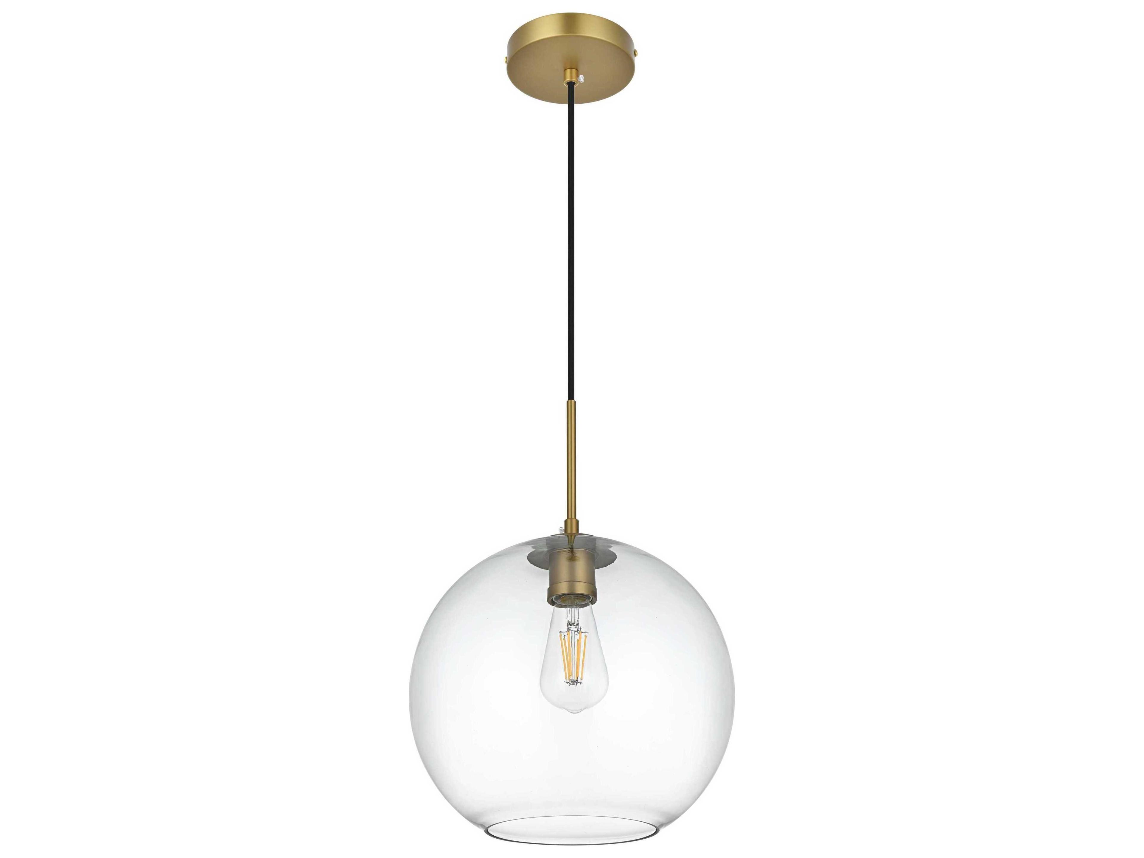 Elegant Lighting Baxter 1-Light Satin Gold Globe Mini Pendant