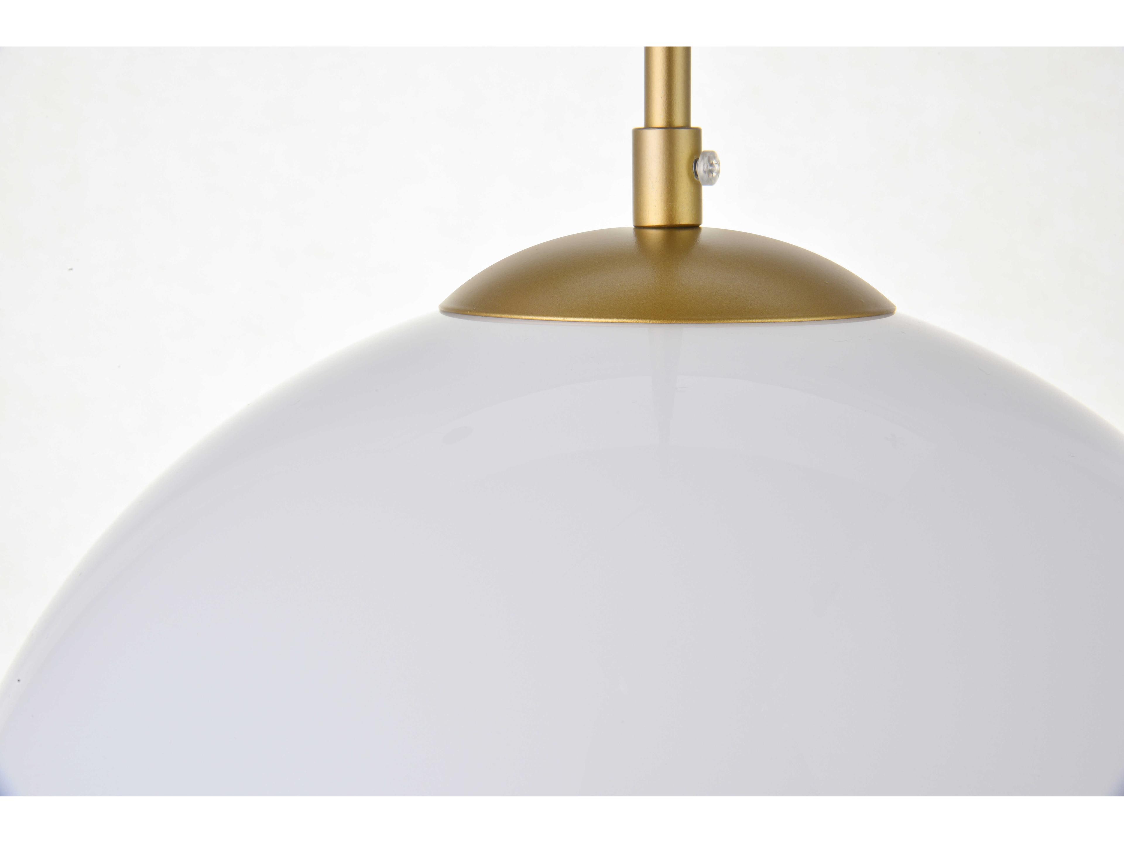 Elegant Lighting Baxter 1-Light Brass And Frosted White Glass Globe Mini Pendant