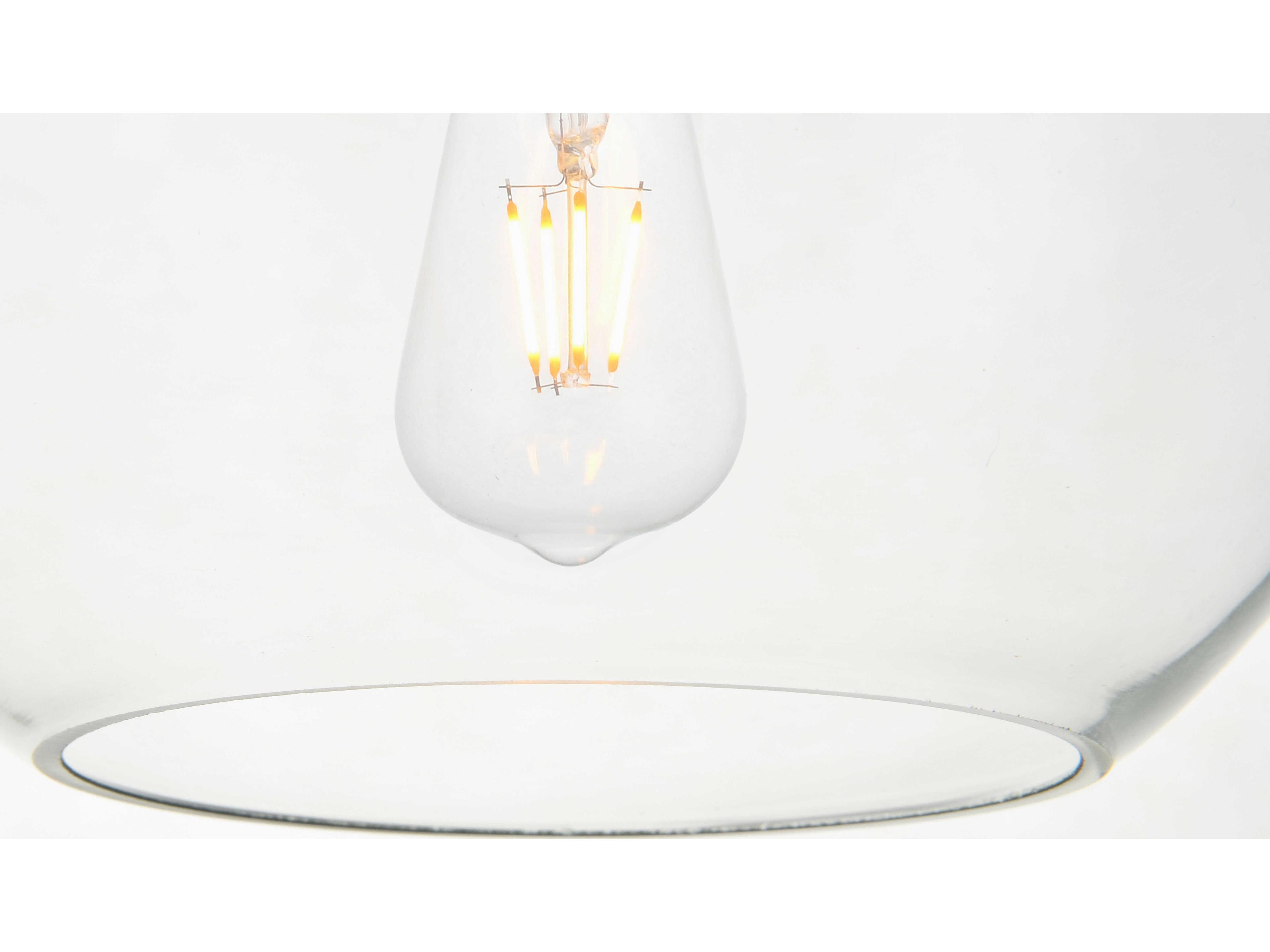 Elegant Lighting Baxter 5-Light Brass And Clear Glass Globe Pendant