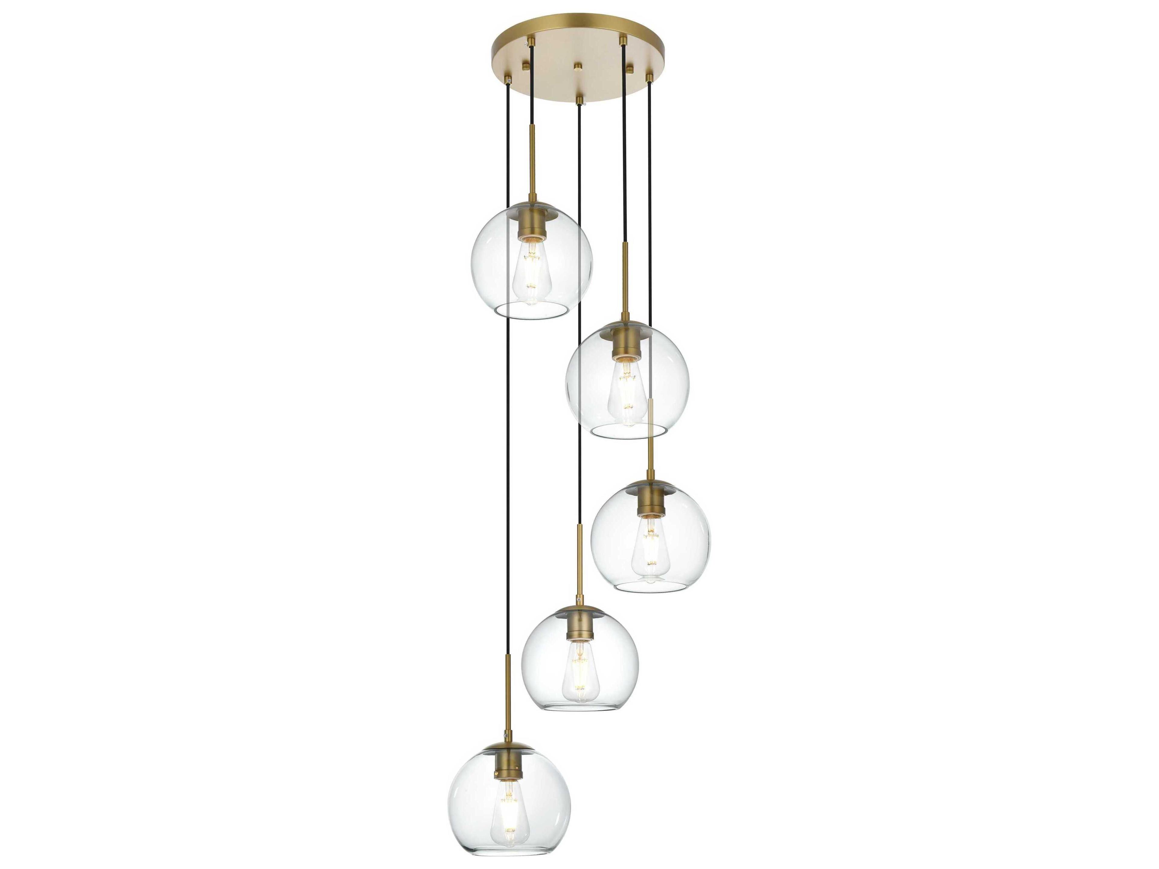 Elegant Lighting Baxter 5-Light Satin Gold Globe Pendant