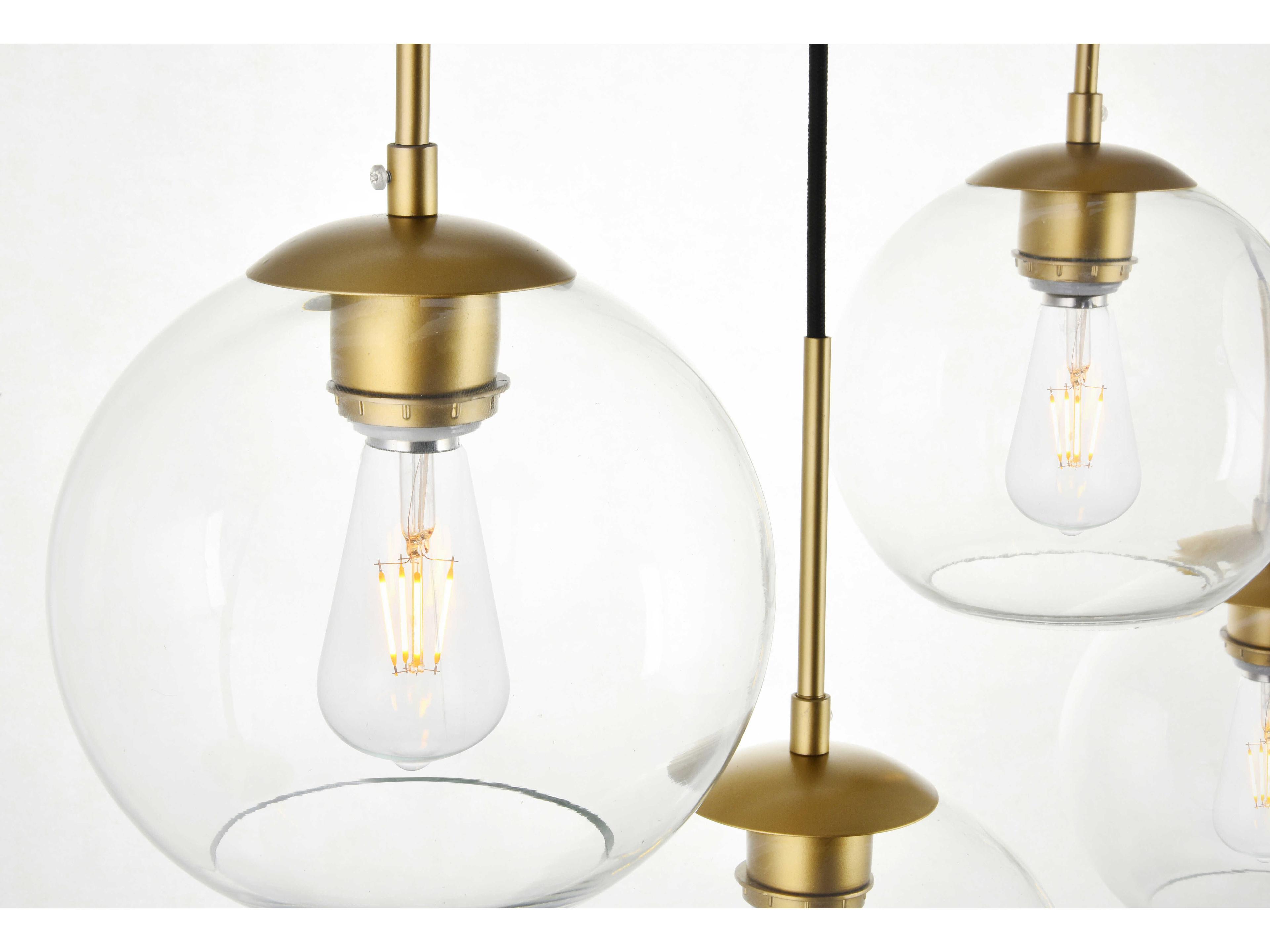 Elegant Lighting Baxter 7-Light Brass And Clear Glass Globe Island Pendant