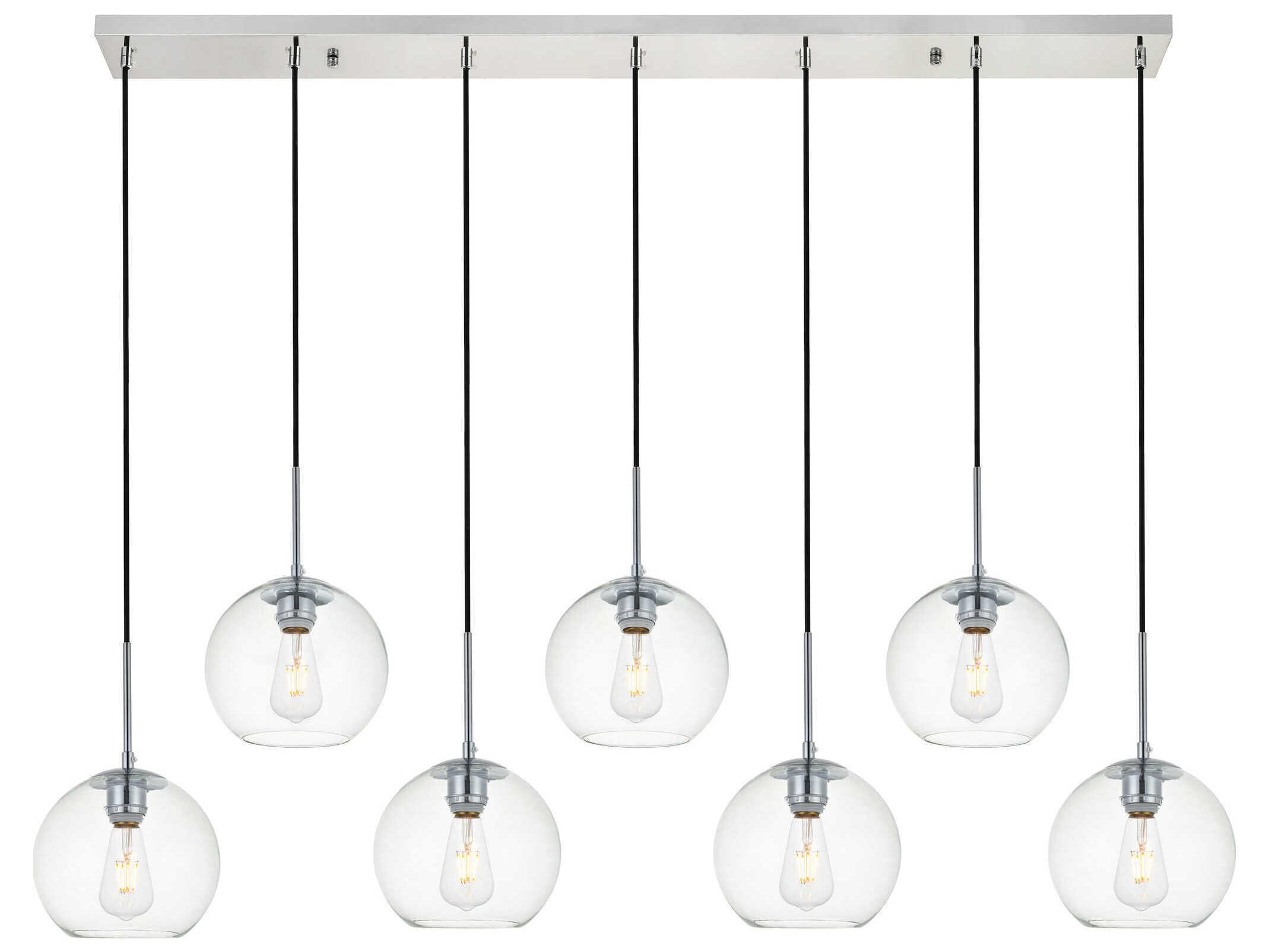 Elegant Lighting Baxter 7-Light Chrome And Clear Glass Globe Island Pendant
