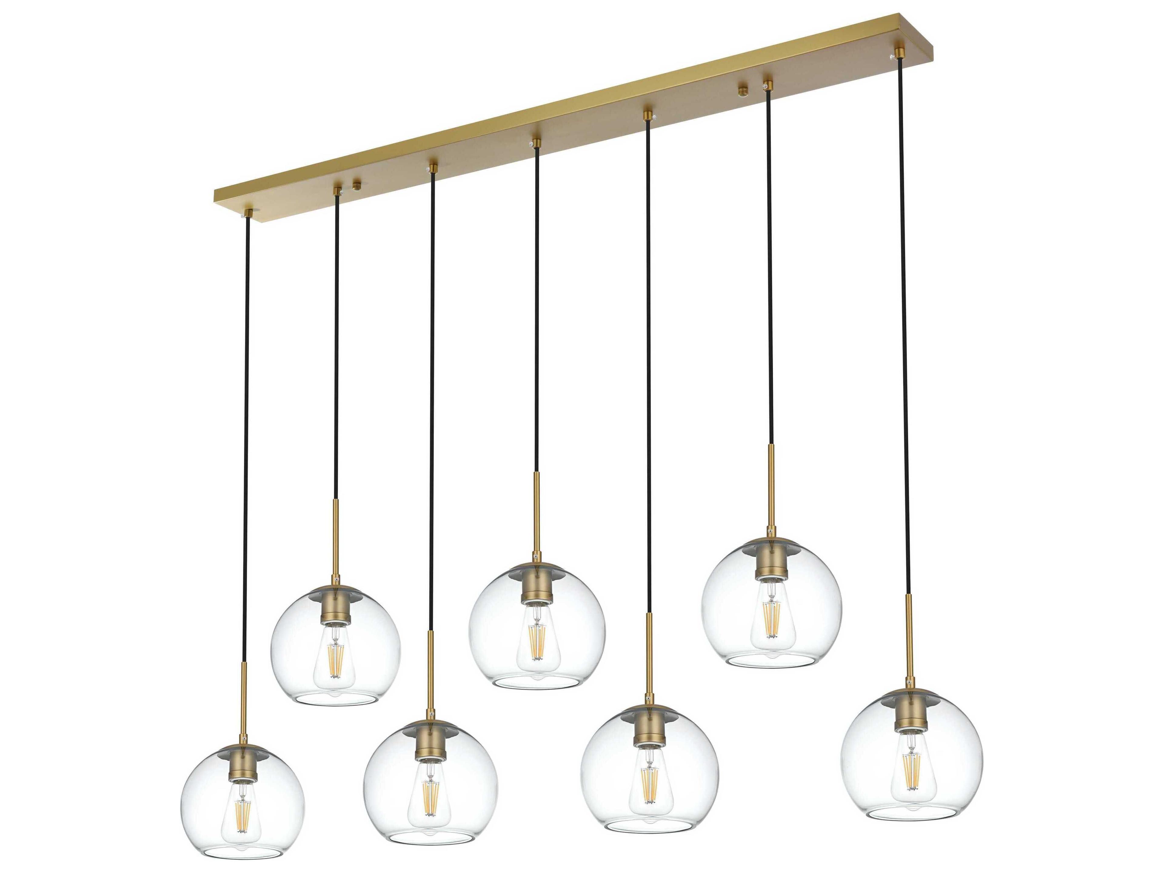 Elegant Lighting Baxter 7-Light Satin Gold Globe Island Pendant