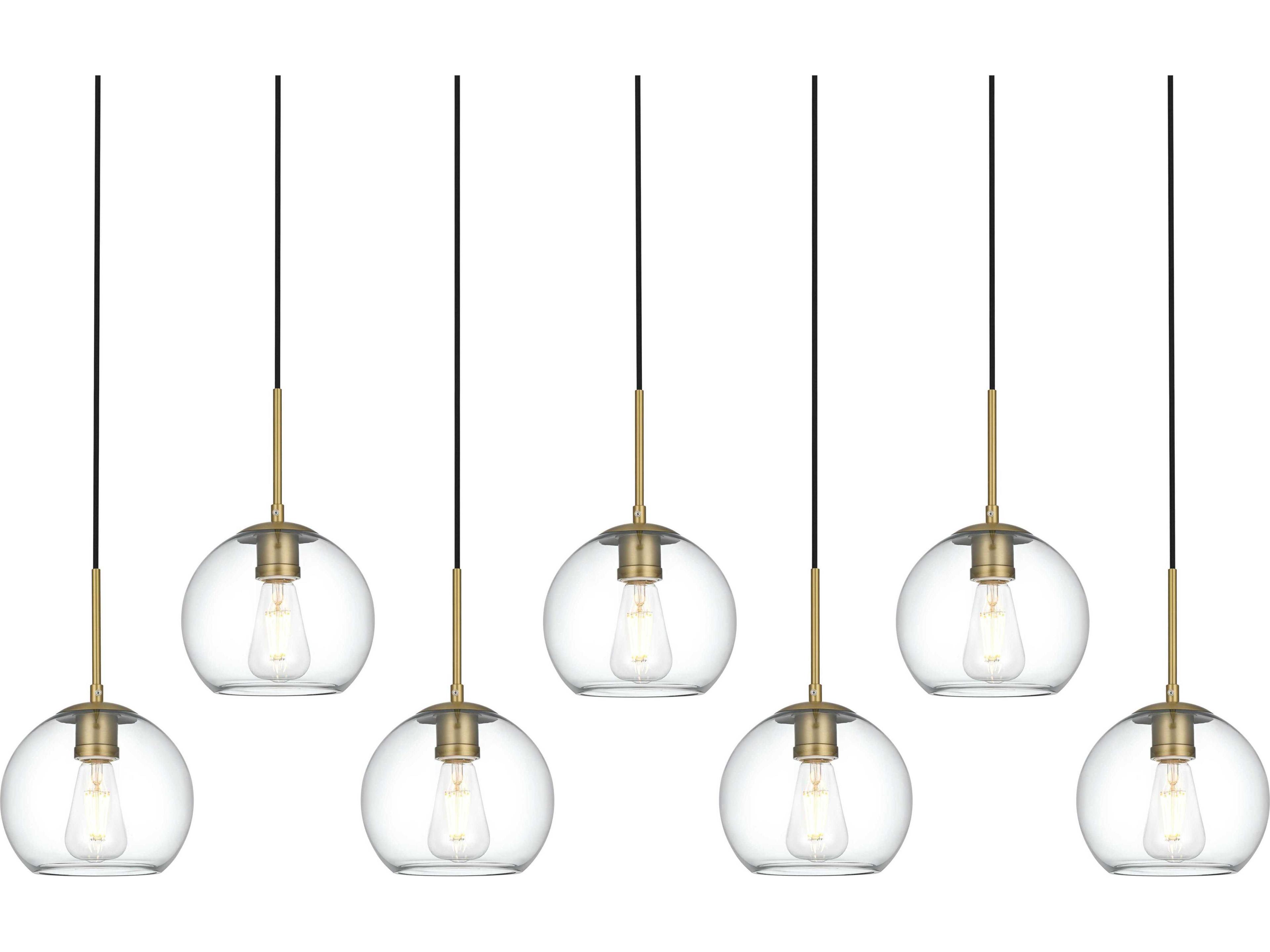 Elegant Lighting Baxter 7-Light Satin Gold Globe Island Pendant